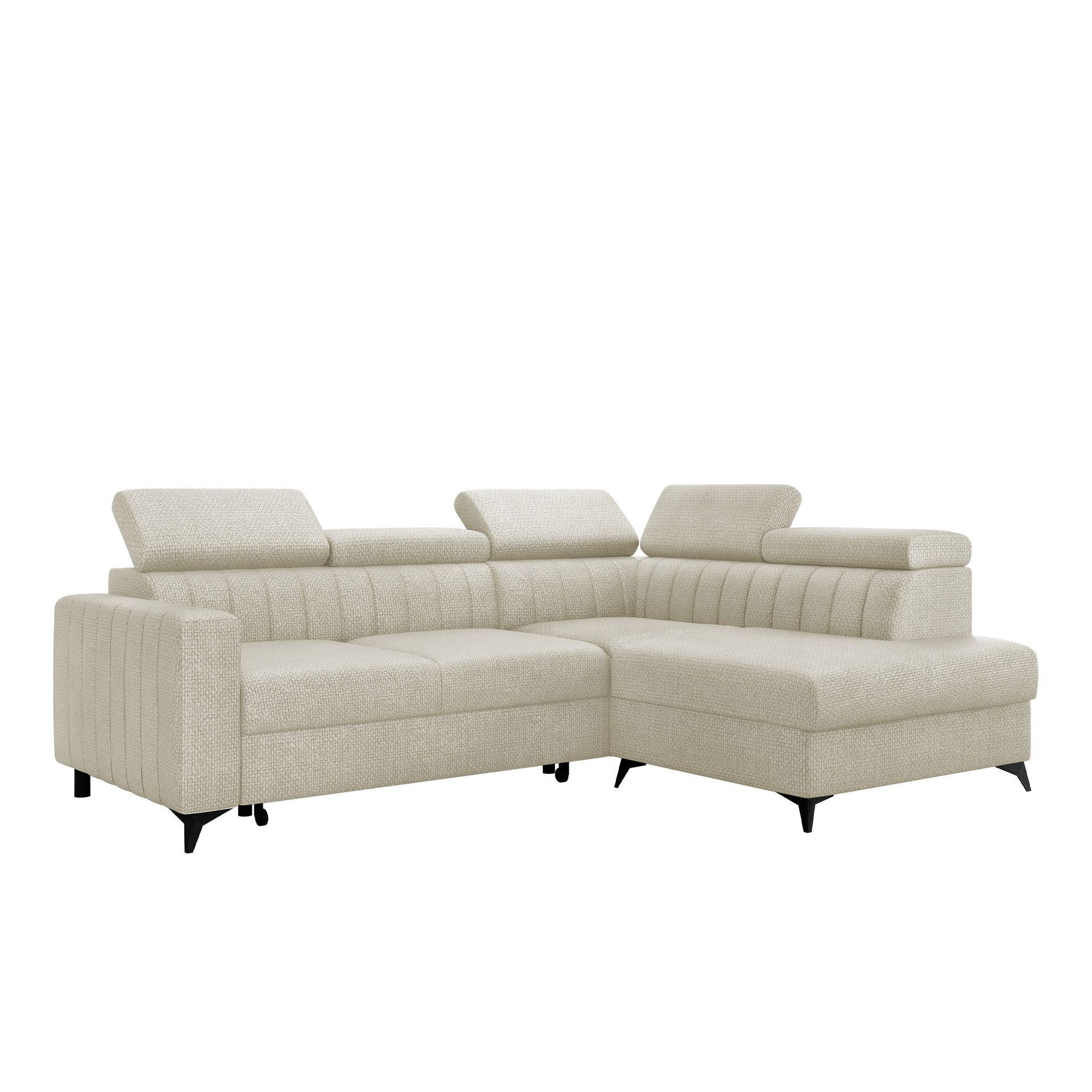 Milano 4-sits B&auml;ddsoffa sch&auml;slong h&ouml;ger med f&ouml;rvaring - beige