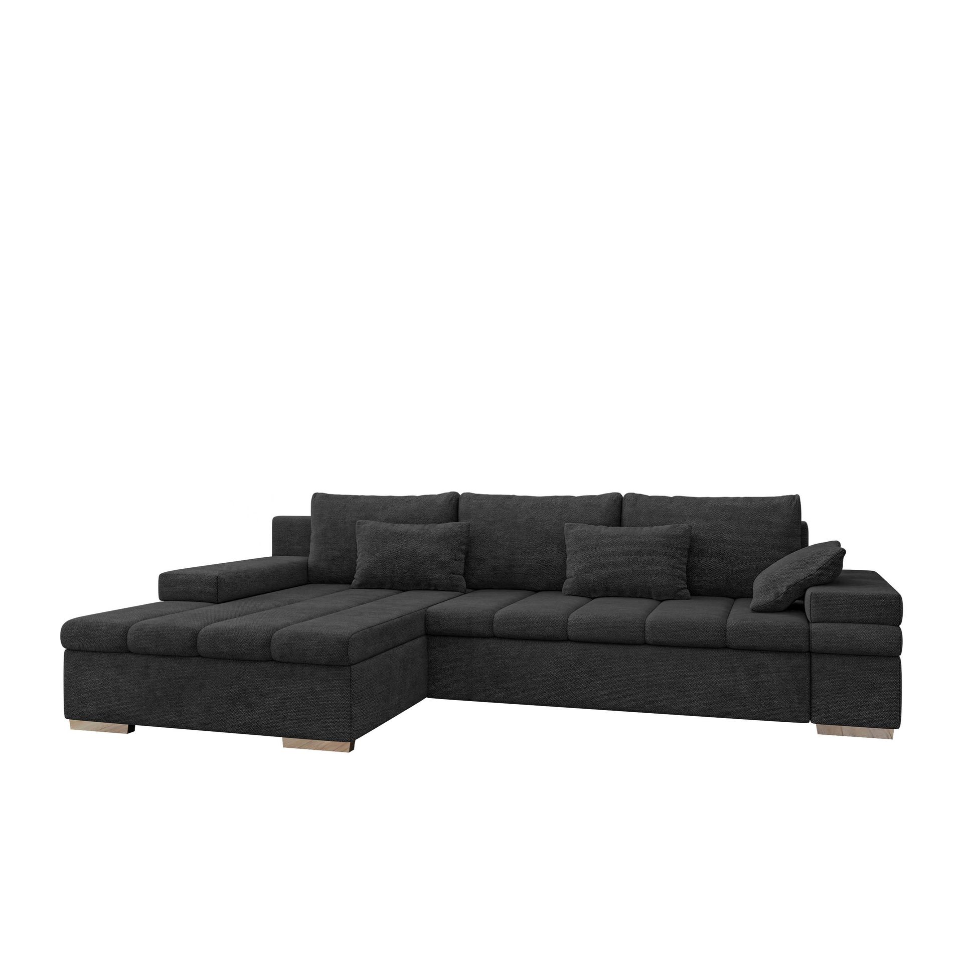 Naoma 4-sits B&auml;ddsoffa divan v&auml;nster med f&ouml;rvaring - svart
