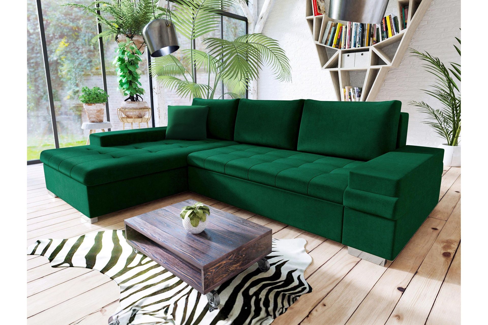 Naoma B&auml;ddsoffa m. Divan 3-sits - Svart/Brun