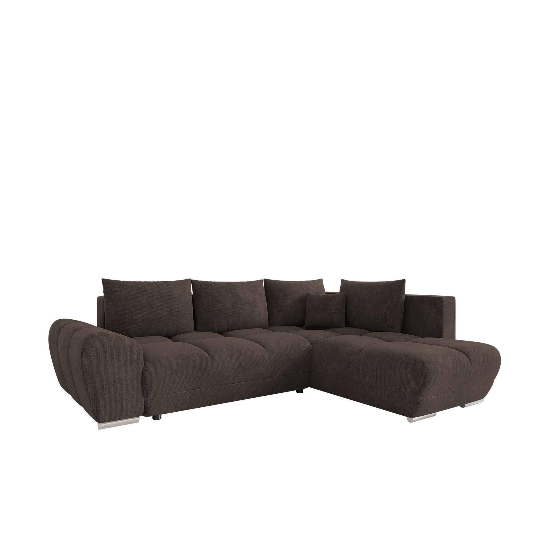 Ostra 4-sits Bäddsoffa divan höger med förvaring - Brun