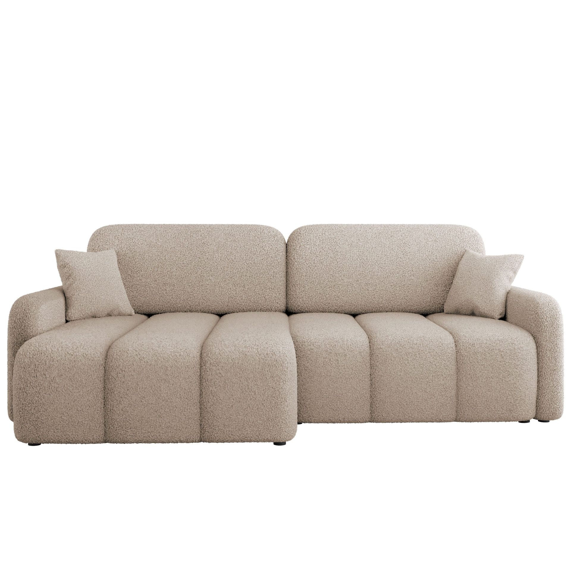 Quarlos 3-sits Bäddsoffa med Divan Vänster och Förvaring - Mörkbeige