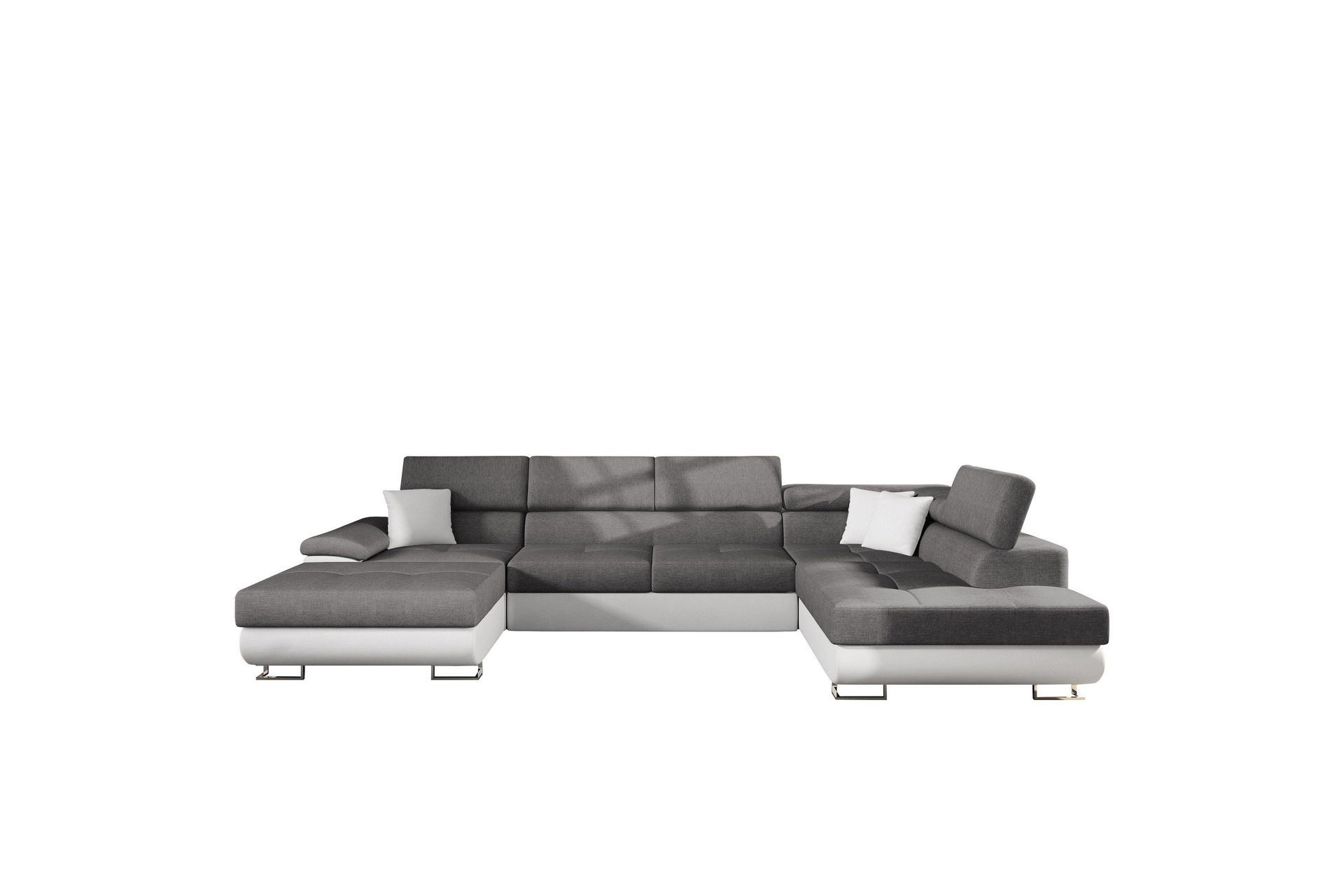 Reginia Bäddsoffa med Divan och Schäslong 4-sits i Konstläder - Vit/Grå