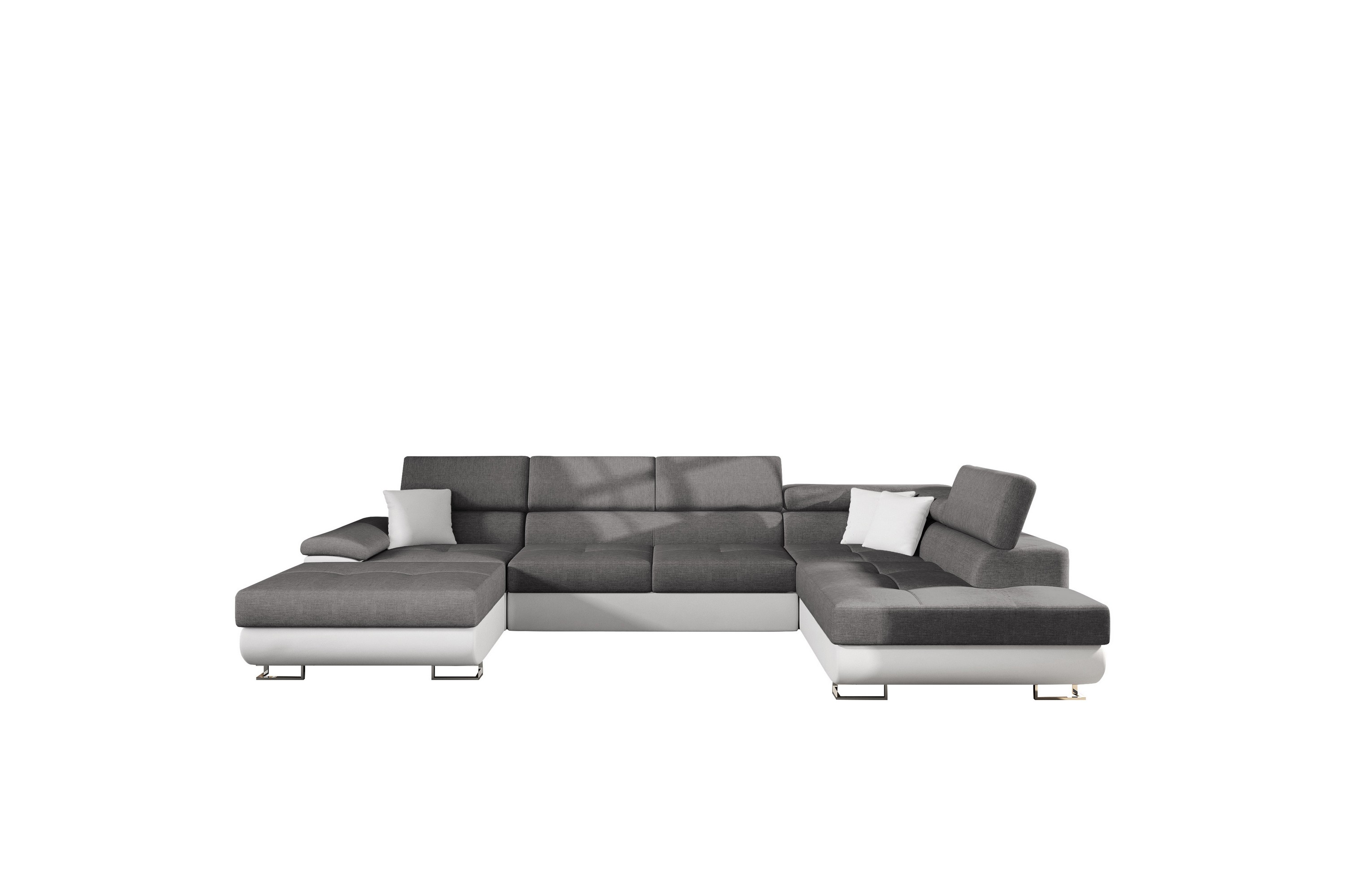 Reginia Bäddsoffa med Divan och Schäslong 4-sits i Konstläder Vit/Grå