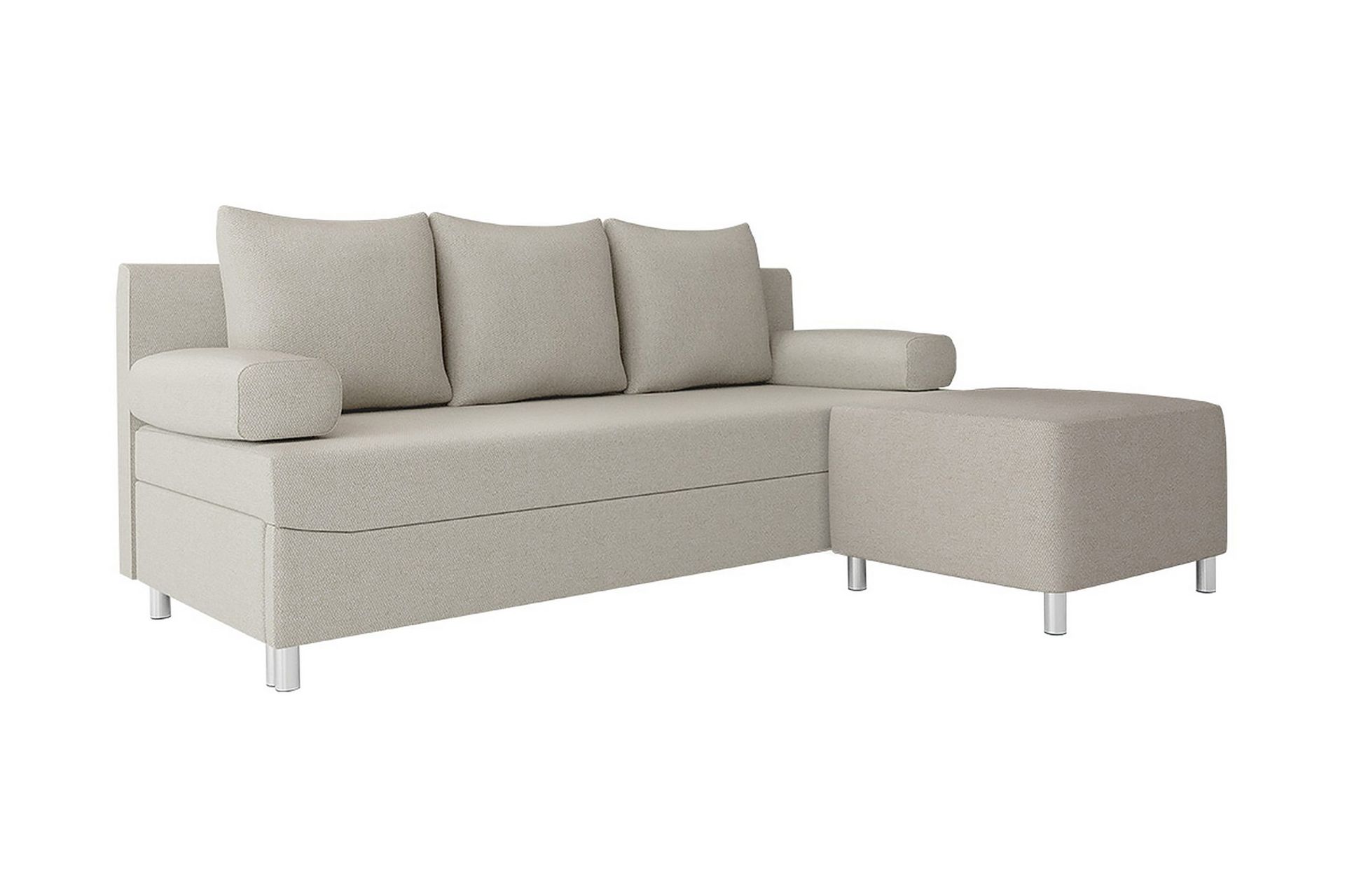 Skatteg 3-sits B&auml;ddsoffa med Fotpall i Tyg - Beige