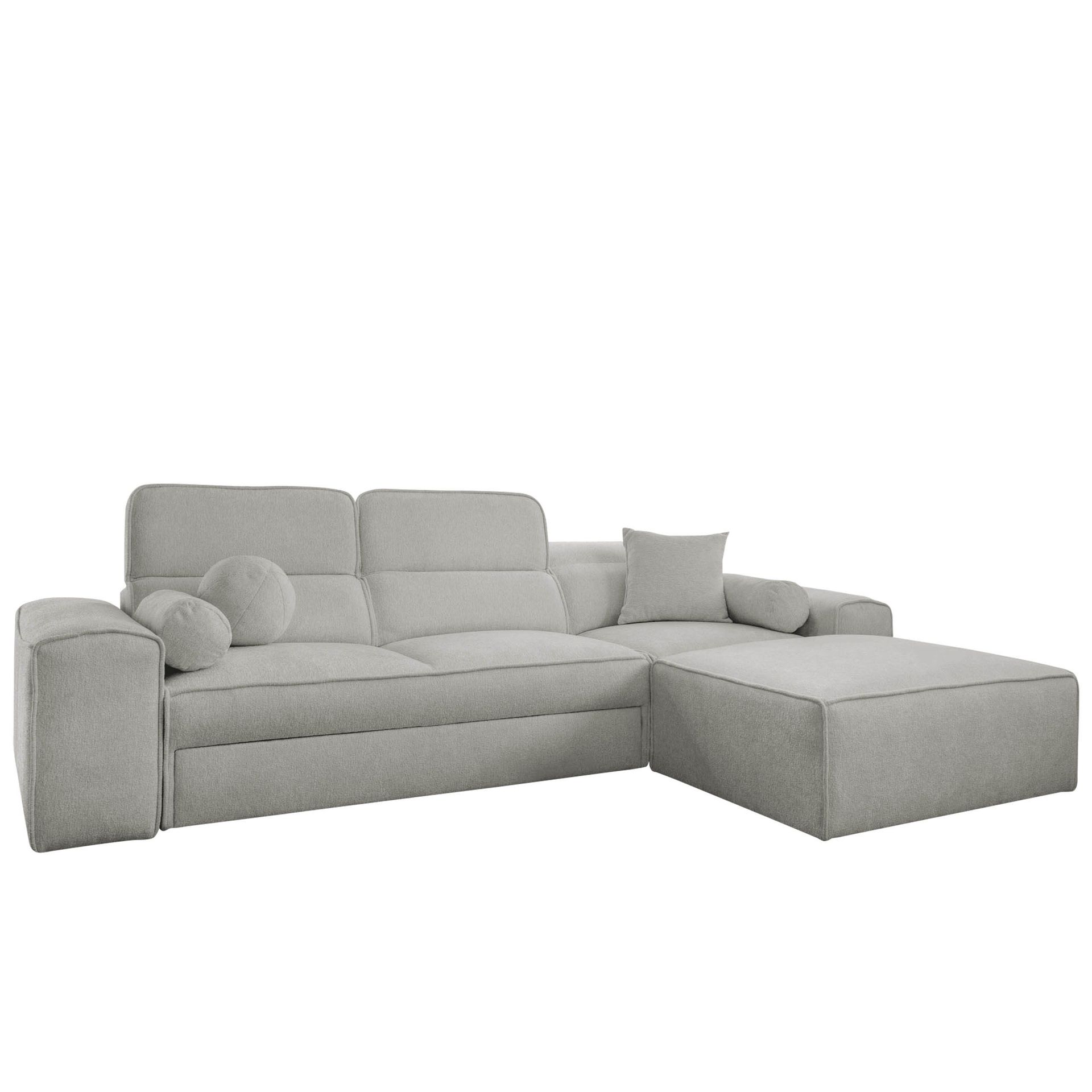 Vitoran 3-sits Bäddsoffa med Divan Högervänd - Ljusgrå
