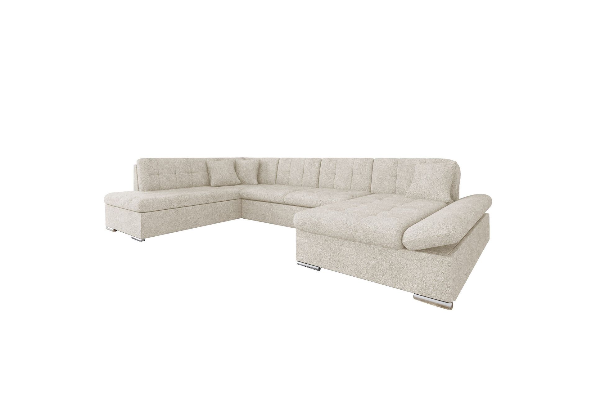 Zumar B&auml;ddsoffa med Divan och Sch&auml;slong 4-sits i Boucl&eacute; - Beige