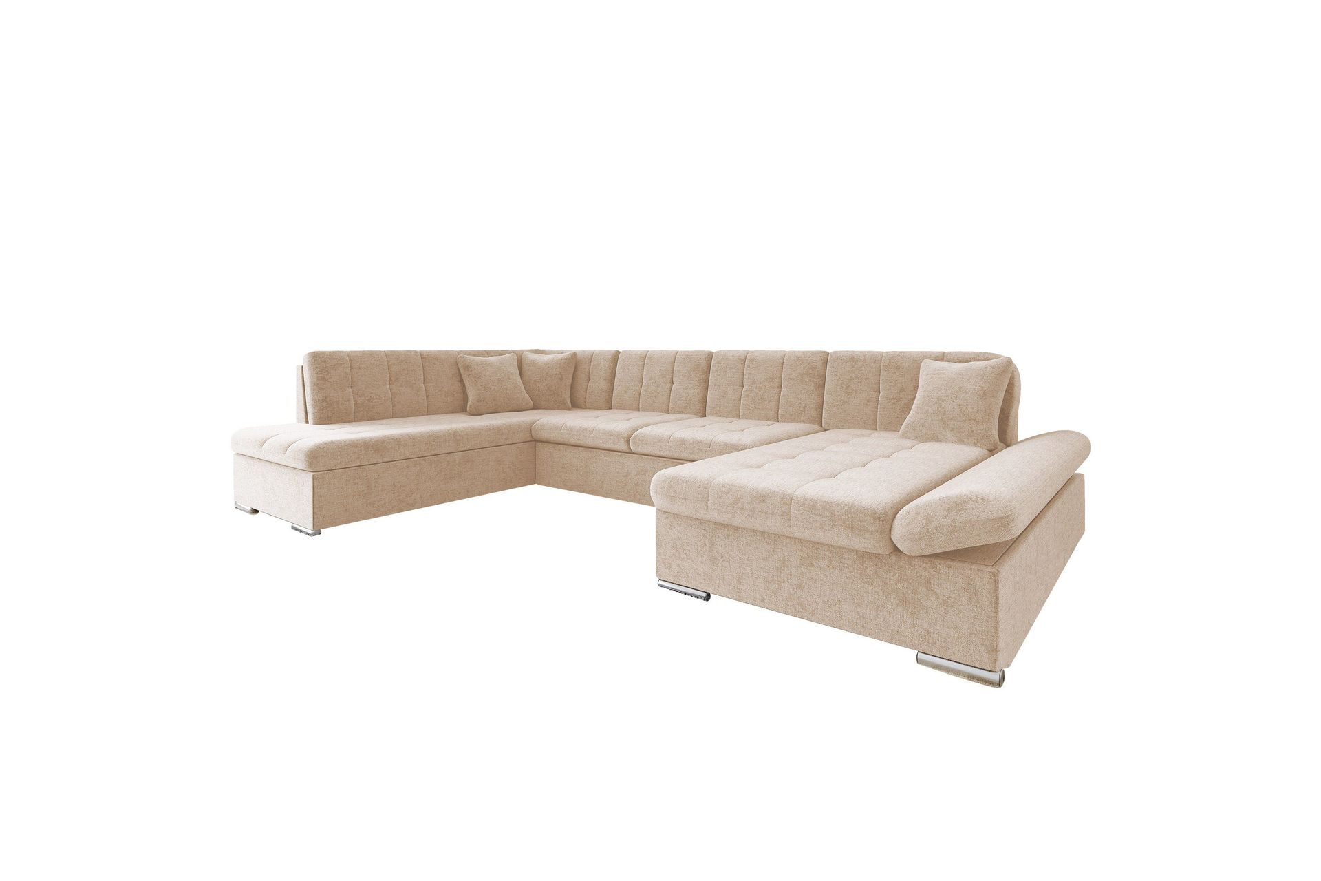 Zumar B&auml;ddsoffa med Divan och Sch&auml;slong 4-sits i Chenille - Beige