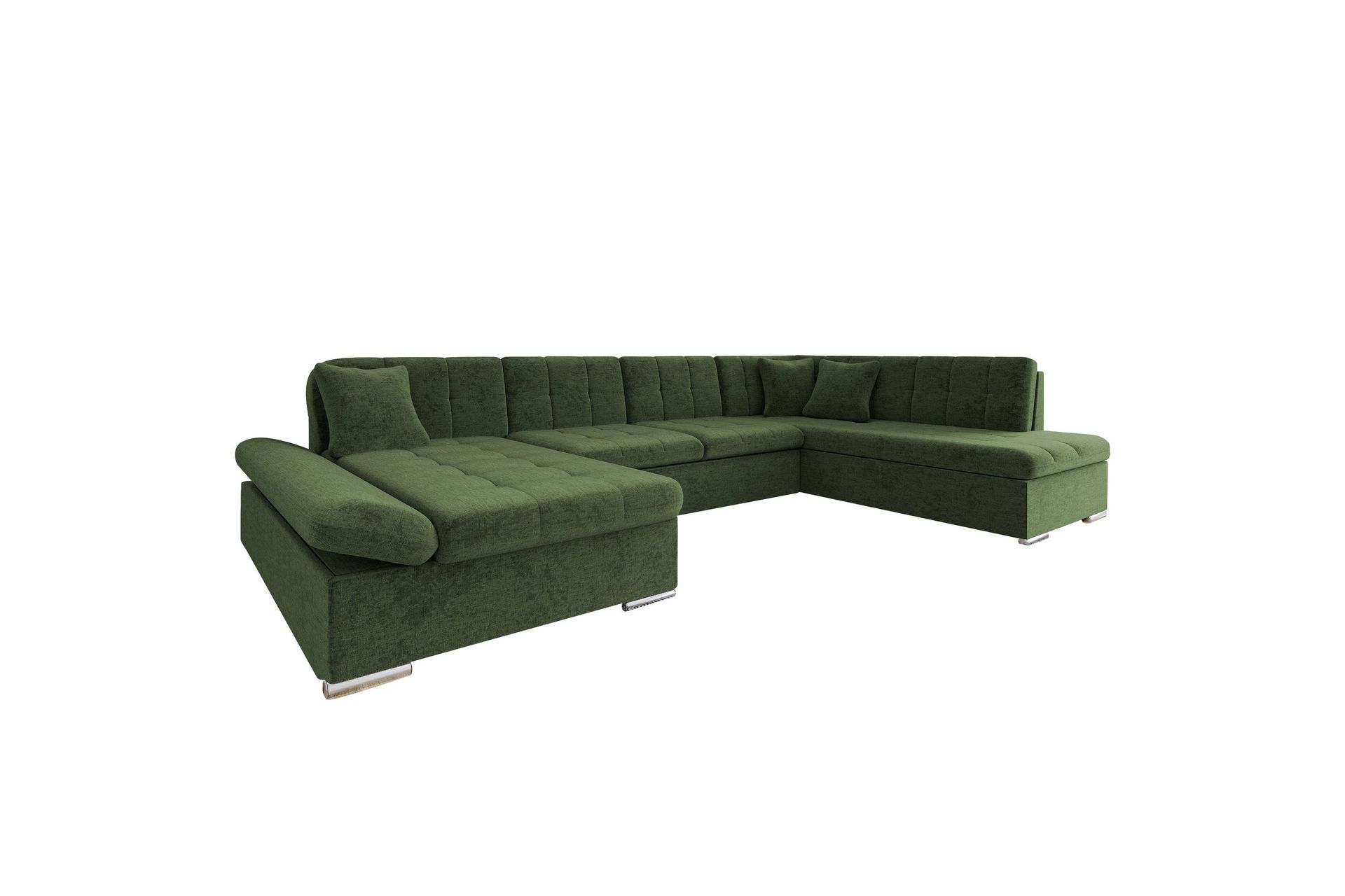 Zumar Bäddsoffa med Divan och Schäslong 4-sits i Chenille - Grön