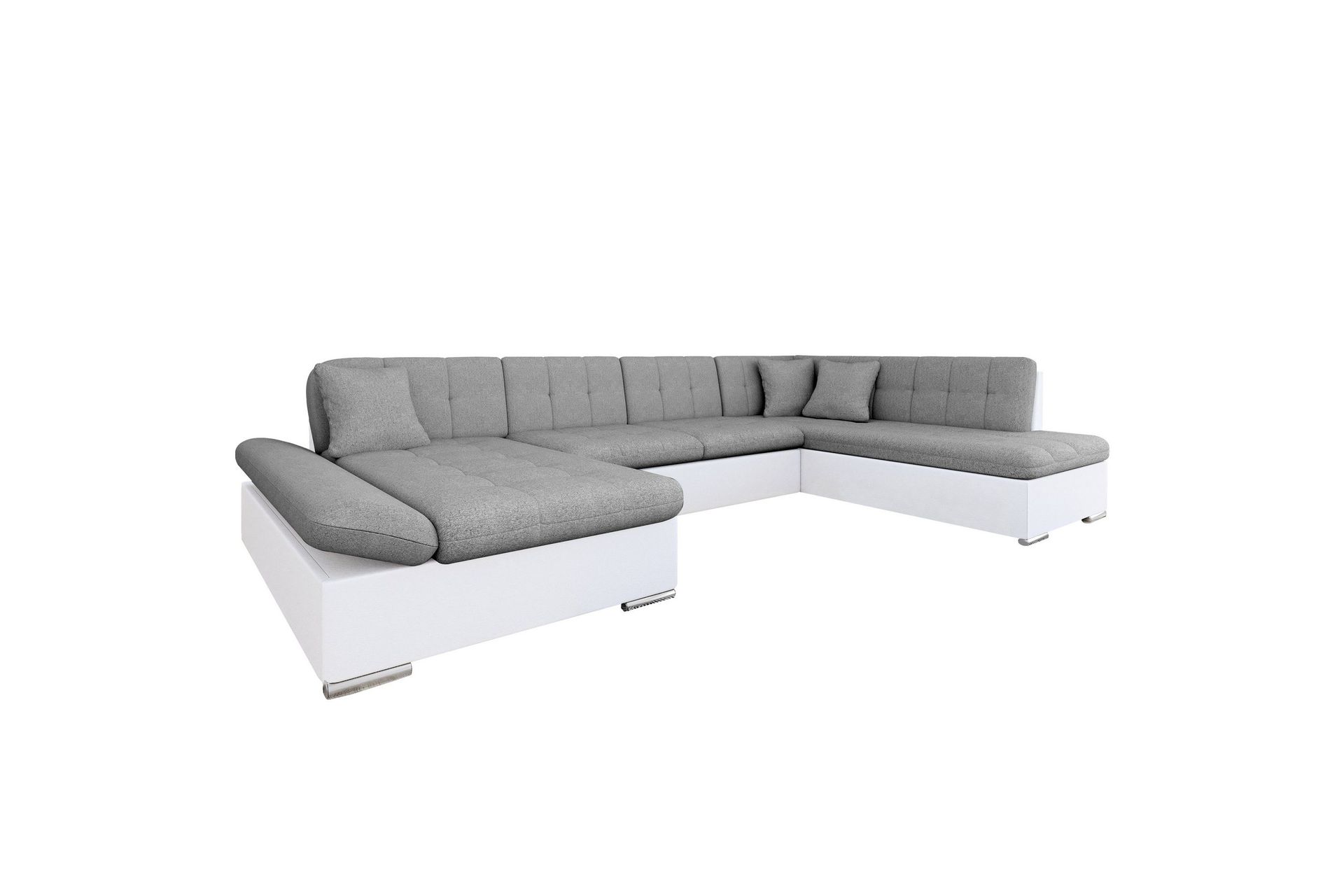 Zumar Bäddsoffa med Divan och Schäslong 4-sits i Konstläder - Vit/Grå