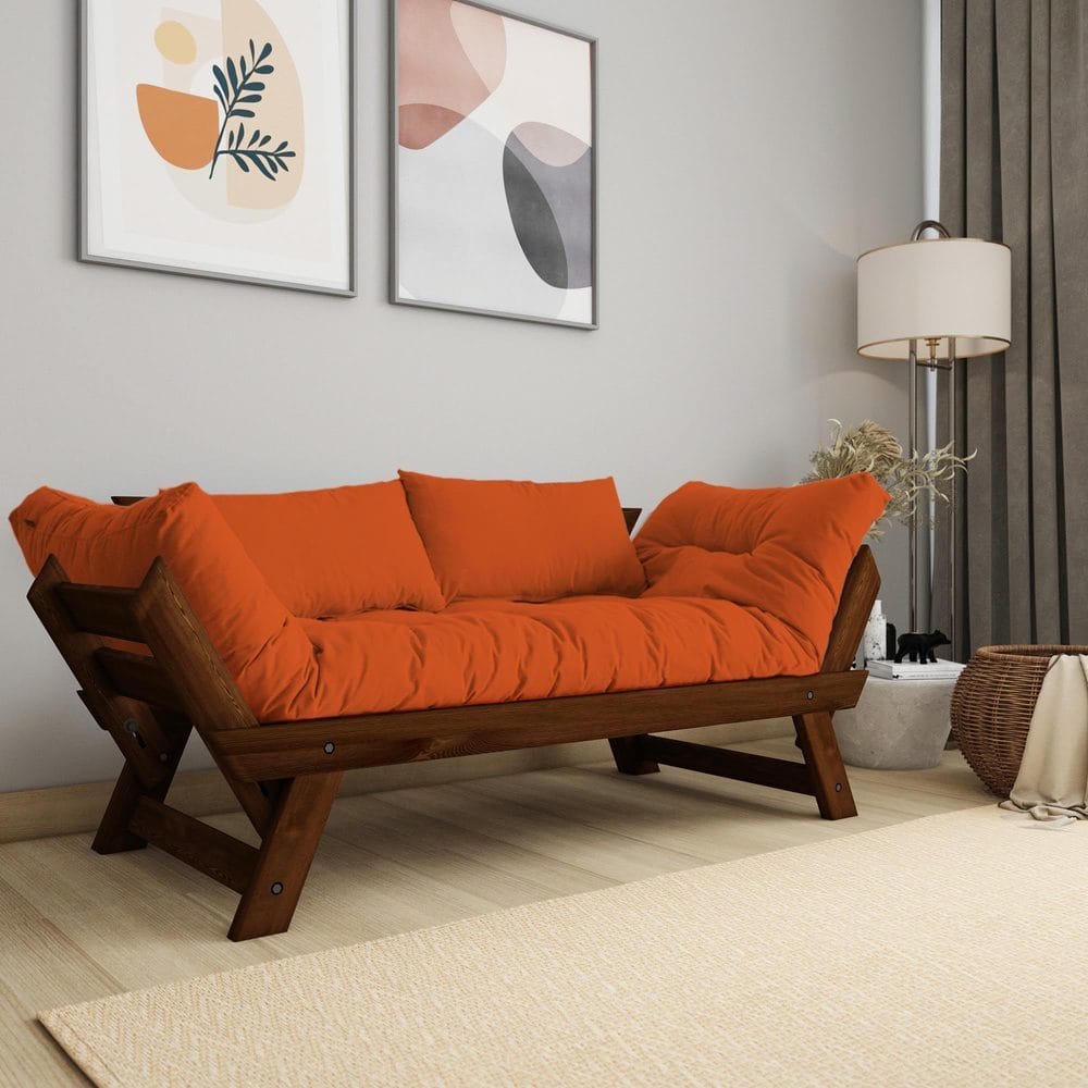 Zylar 2-sits Bäddsoffa - Brun/Orange