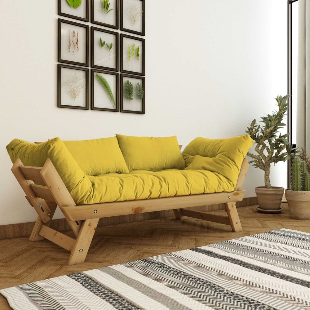 Zylar 2-sits Bäddsoffa - Gul/Natur