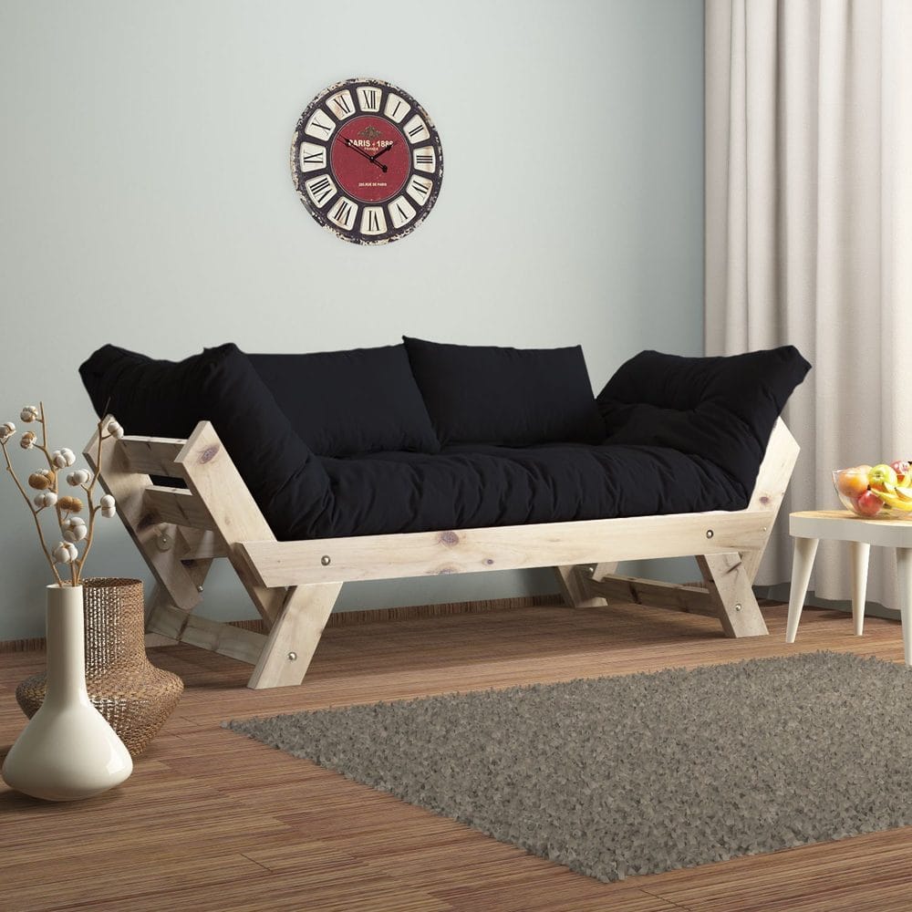 Zylar 2-sits Bäddsoffa - Svart/Natur