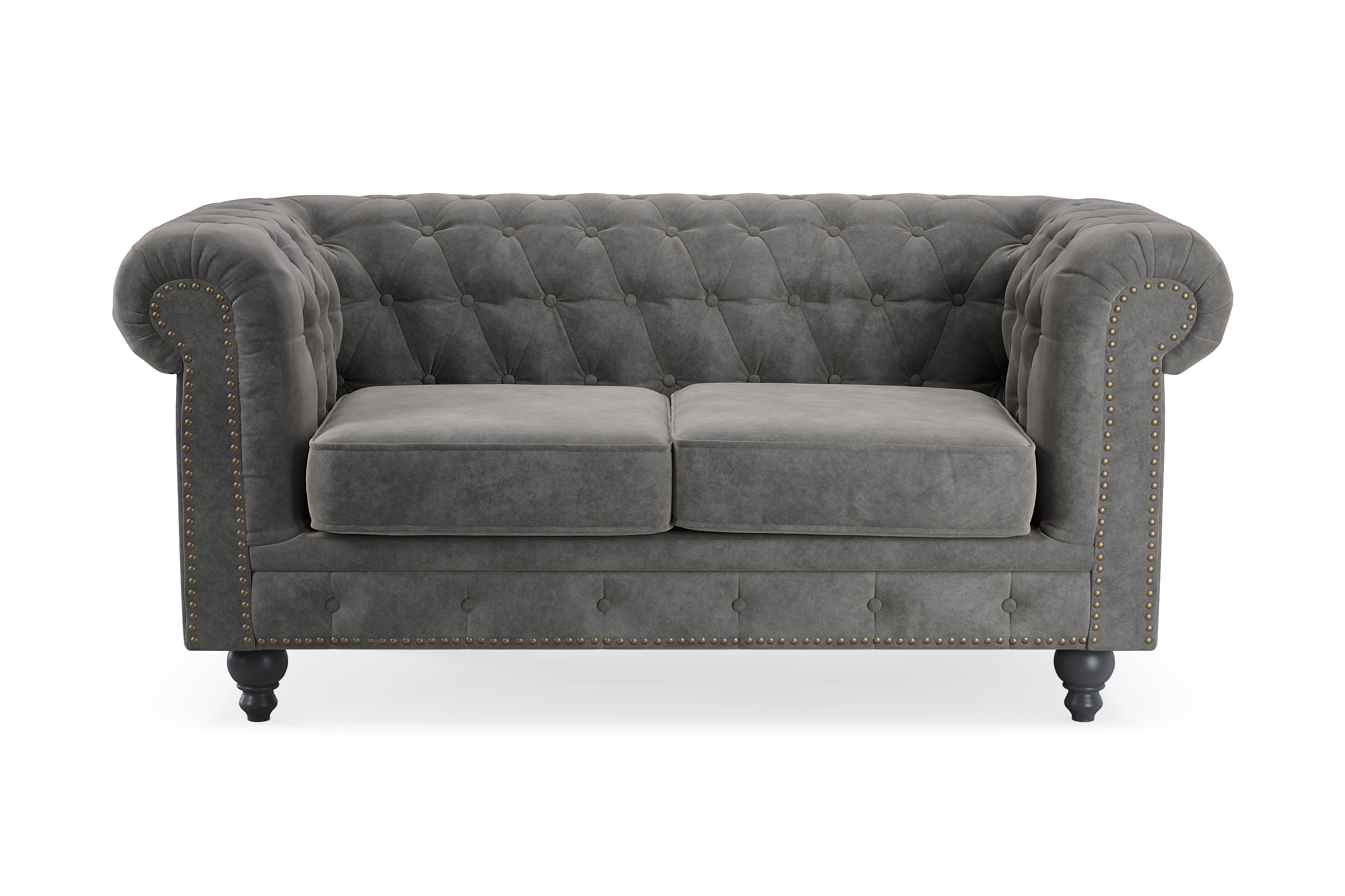 chesterfield deluxe 2-sits soffa - mörkgrå