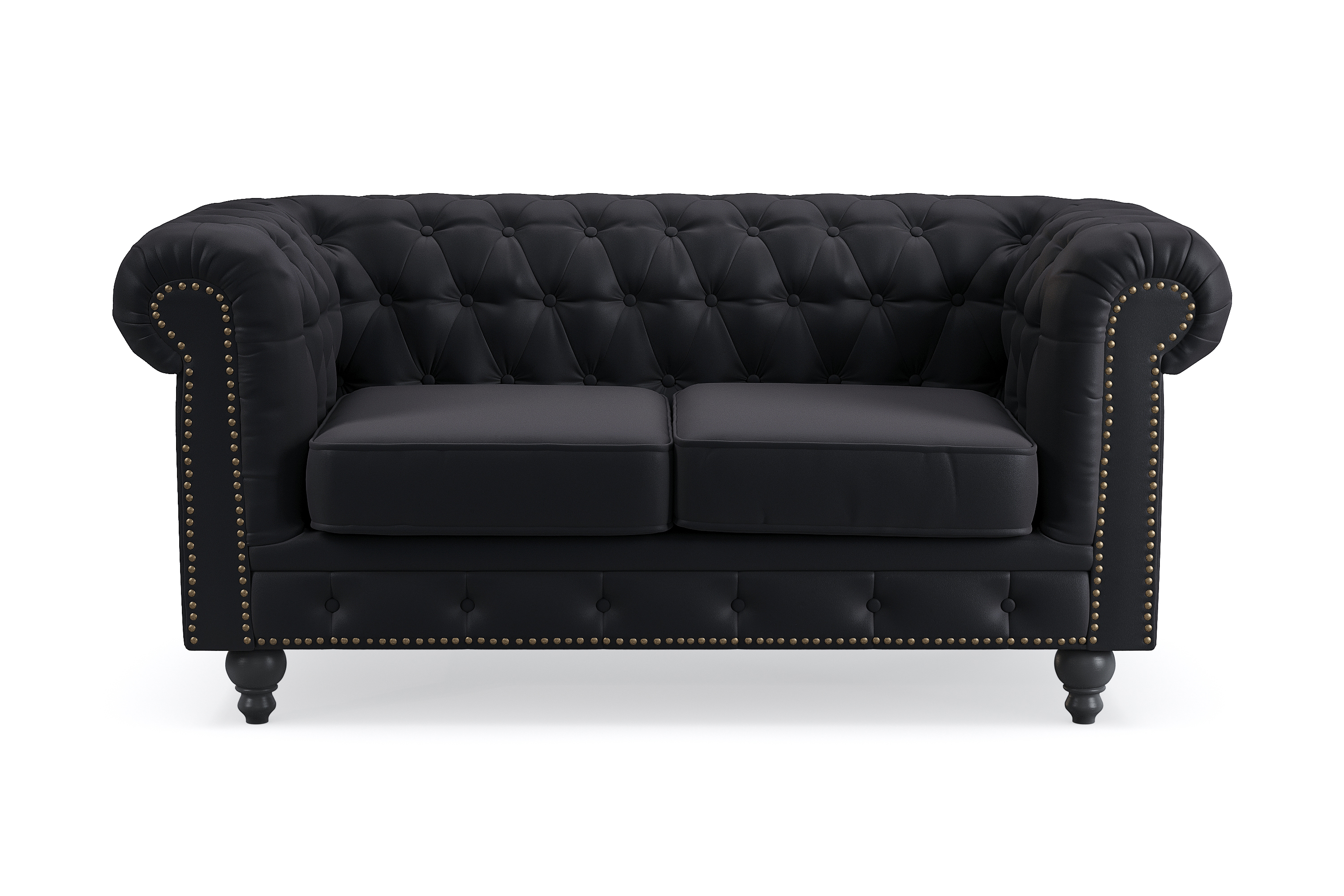 Chesterfield Deluxe 2-sits Soffa Svart