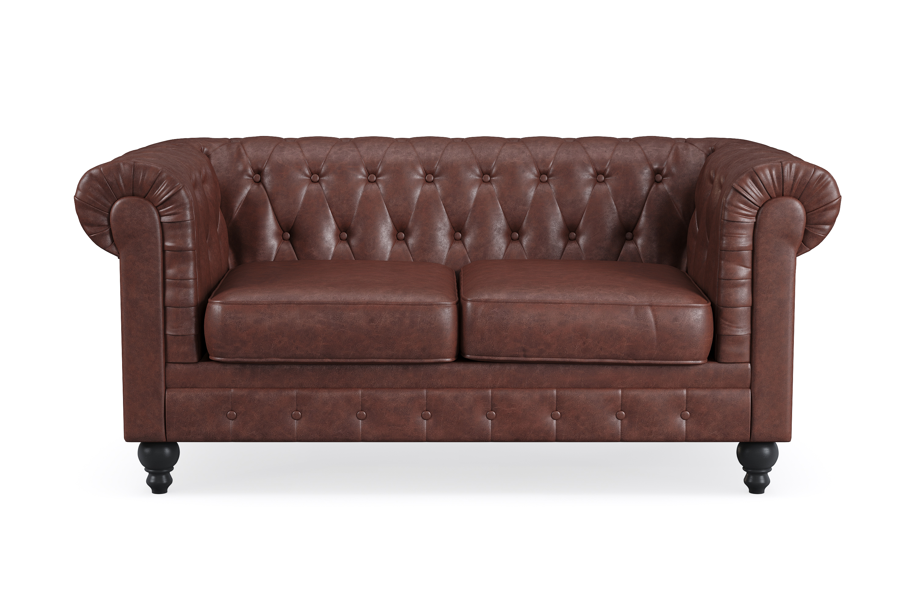 Chesterfield Lyx 2-sits Djup soffa konstläder Mörkbrun PU