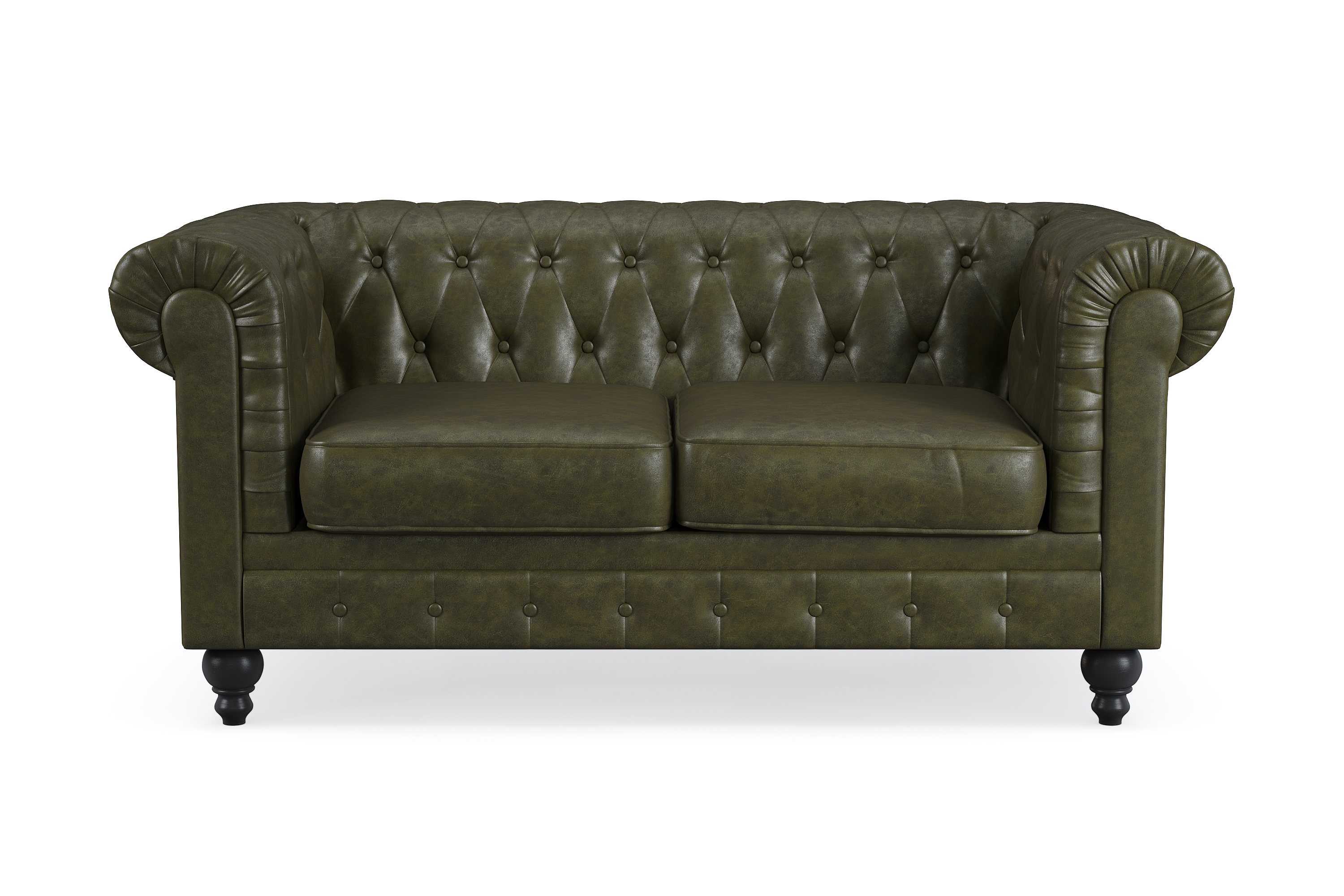 Chesterfield Lyx 2-sits Djup Soffa konstläder Mörkgrön PU