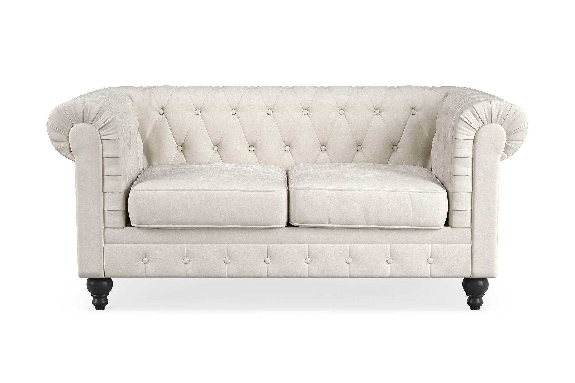 Chesterfield Lyx 2-sits Sammetssoffa - Liten djup soffa - Beige