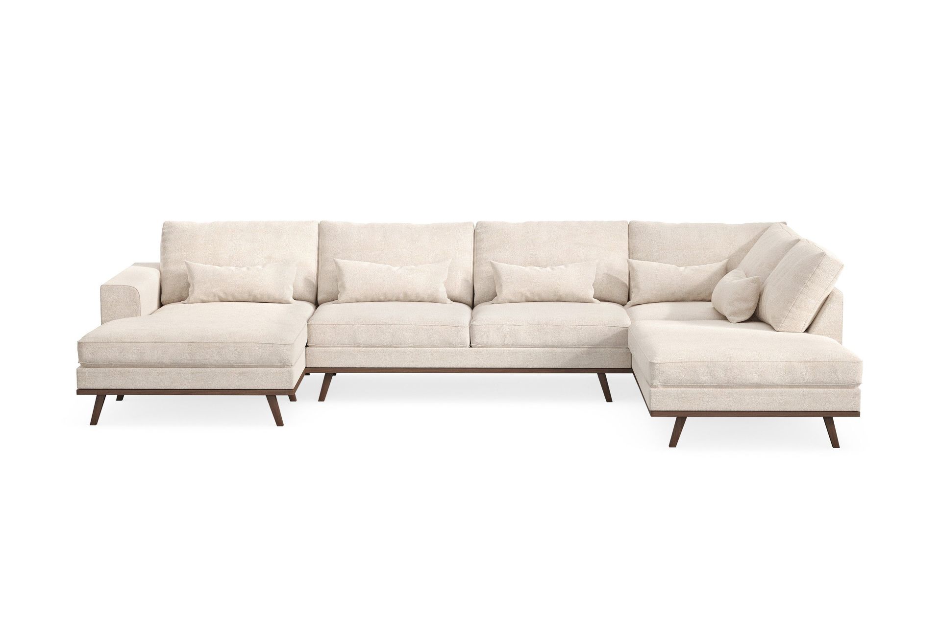 Copenhagen 5-sits H&ouml;gerv&auml;nd U-formad Large Soffa med Divan och Sch&auml;slong i Chenille - Beige