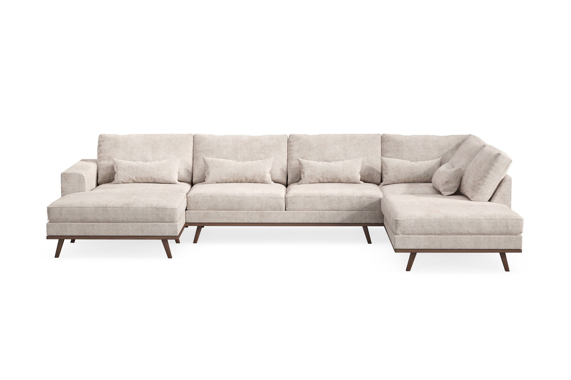 Copenhagen 5-sits Högervänd U-formad Large Soffa med Divan och Schäslong i Chenille - Grå / Beige