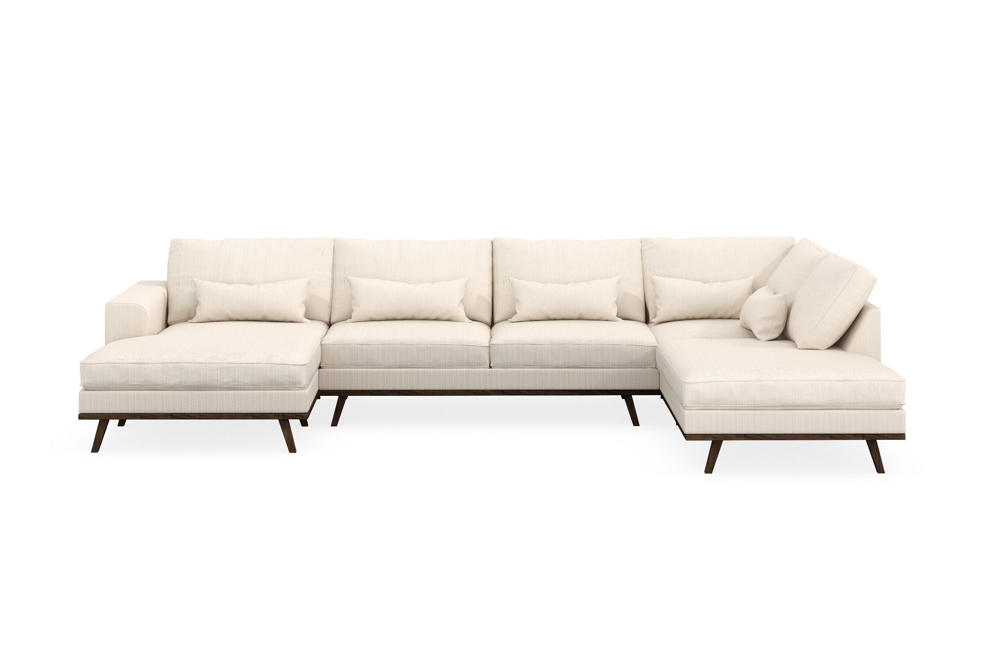 Copenhagen 5-sits H&ouml;gerv&auml;nd U-formad Soffa med Divan och Sch&auml;slong i Manchester - Beige