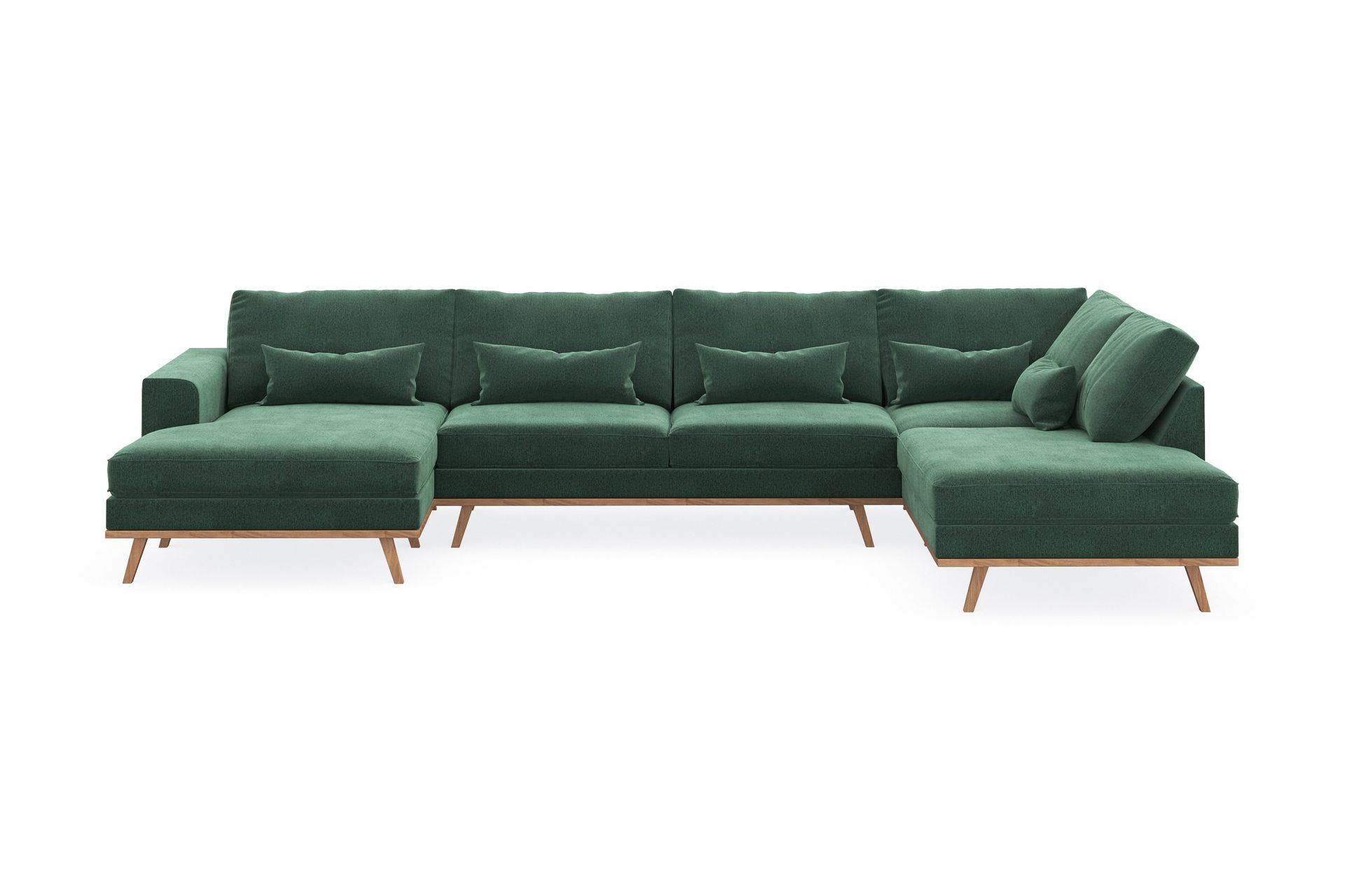 Copenhagen 5-sits H&ouml;gerv&auml;nd U-formad Soffa med Divan och Sch&auml;slong i Sammet - M&ouml;rkgr&ouml;n