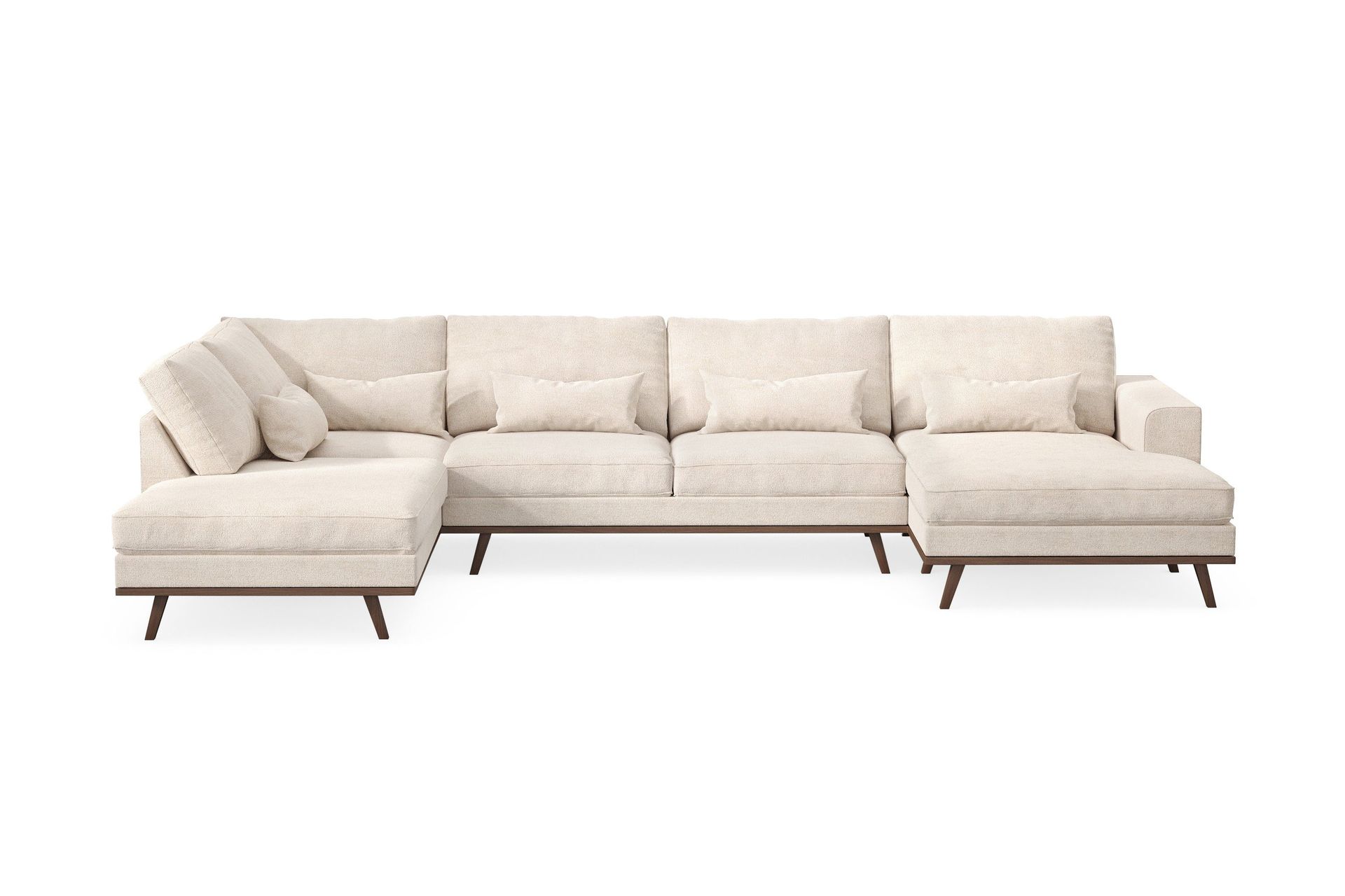 Copenhagen 5-sits V&auml;nsterv&auml;nd U-formad Large Soffa med Divan och Sch&auml;slong i Chenille - Beige