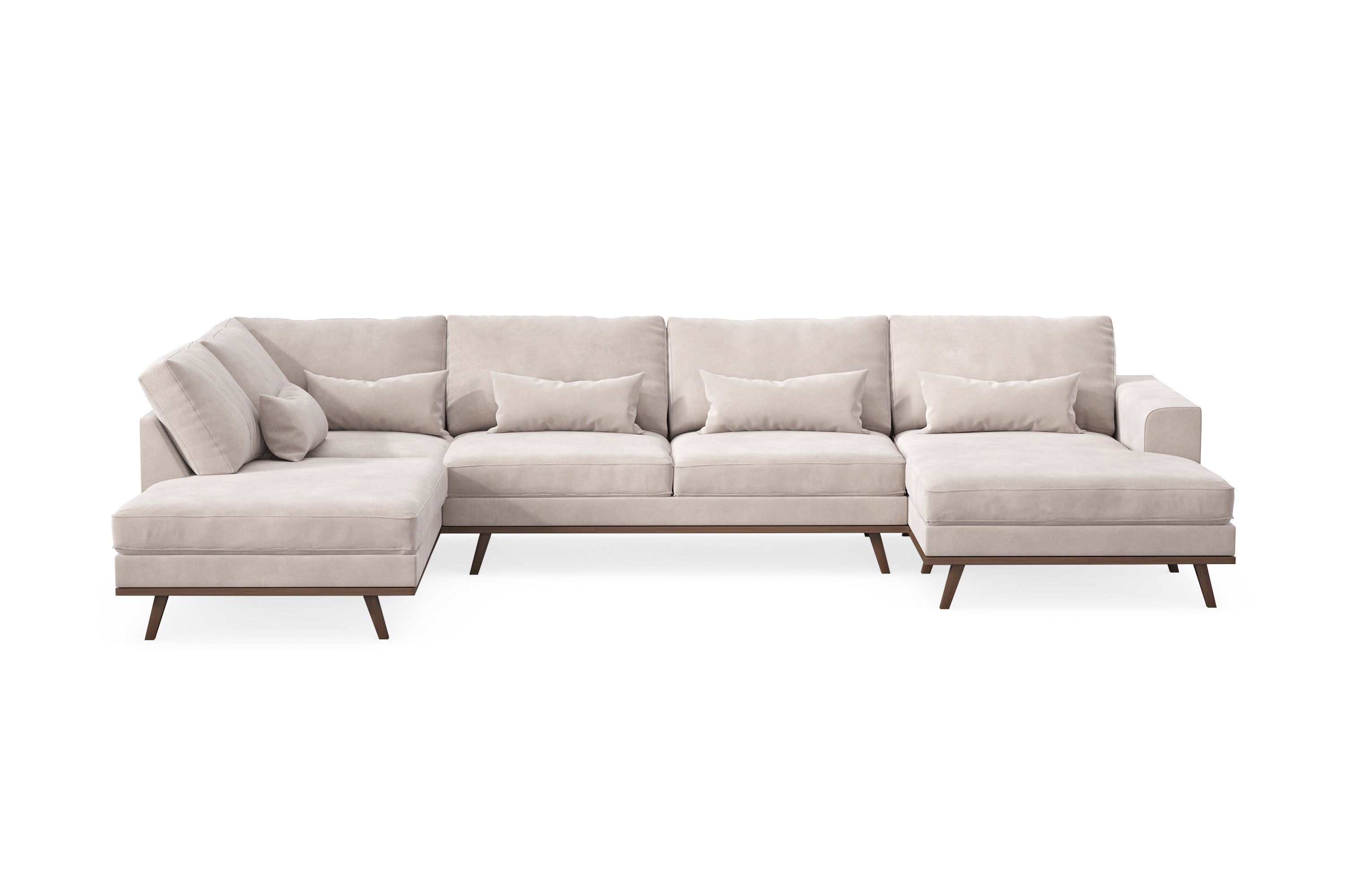 Copenhagen Stor U Soffa Sammet med Divan och Schäslong Vänster Beige