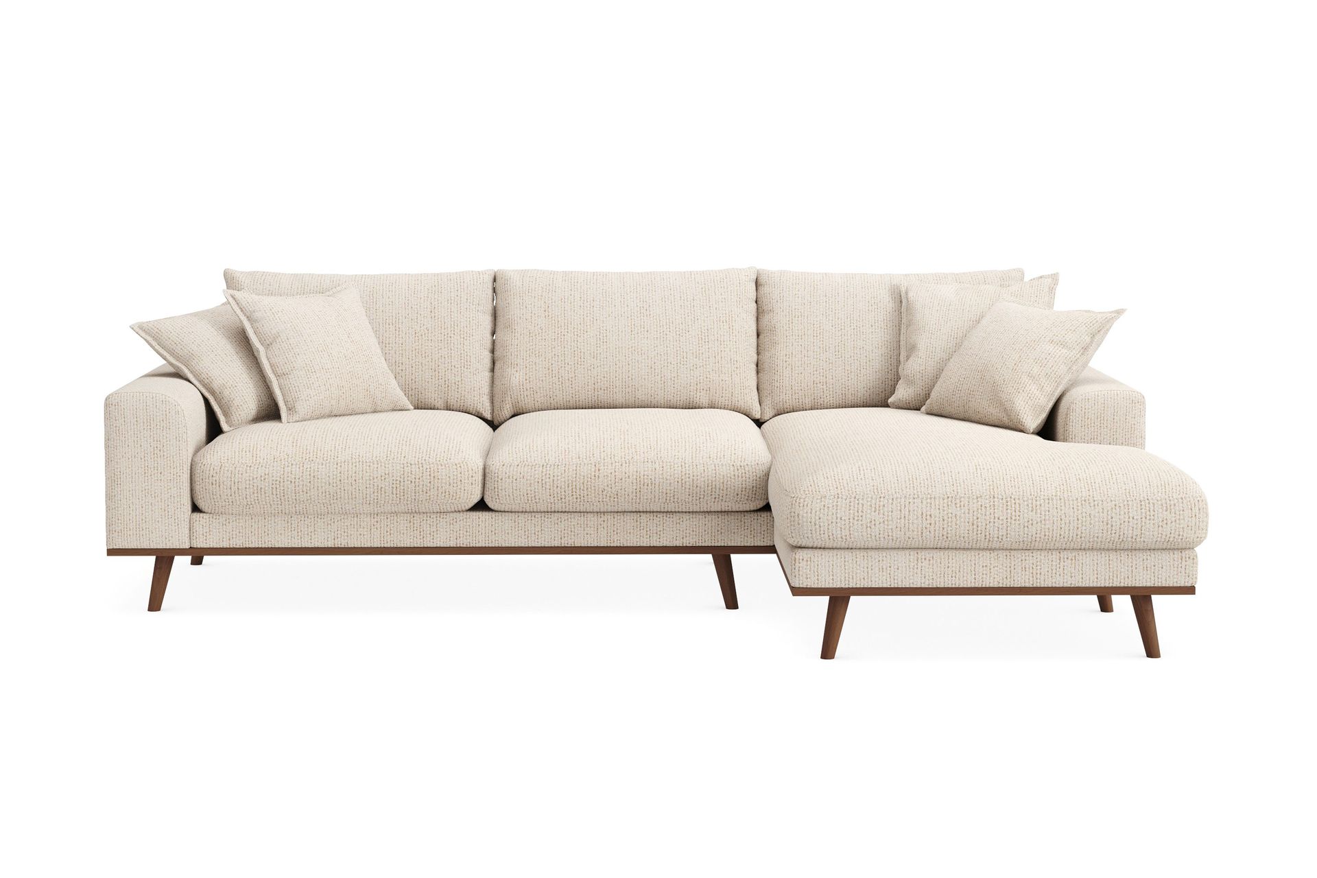 Copenhagen Premium 4-sits H&ouml;gerv&auml;nd L-formad Djup Divansoffa i Chenille - Beige