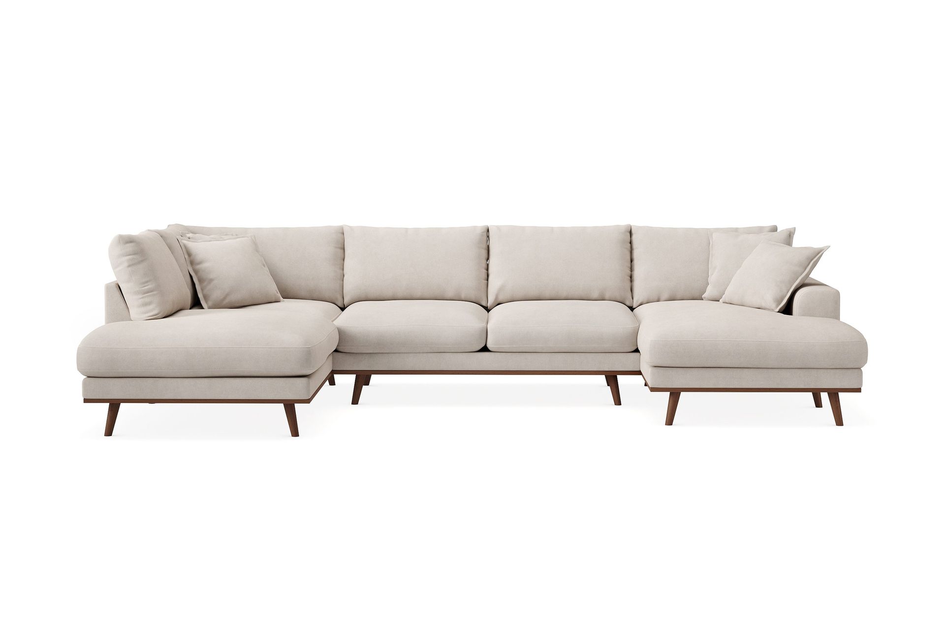 Copenhagen Premium 5-sits V&auml;nsterv&auml;nd U-formad Djup Soffa med Divan och Sch&auml;slong i Tyg - Beige