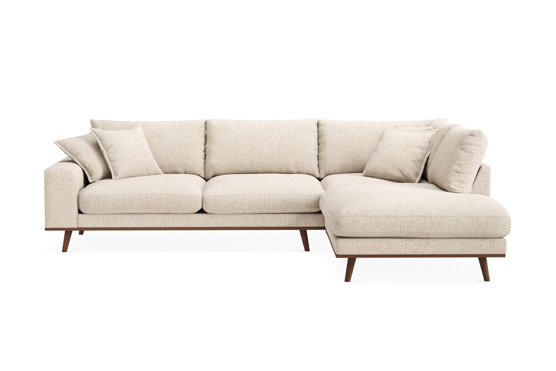 Copenhagen Premium 4-sits H&ouml;gerv&auml;nd L-formad Djup Sch&auml;slongsoffa i Chenille - Beige