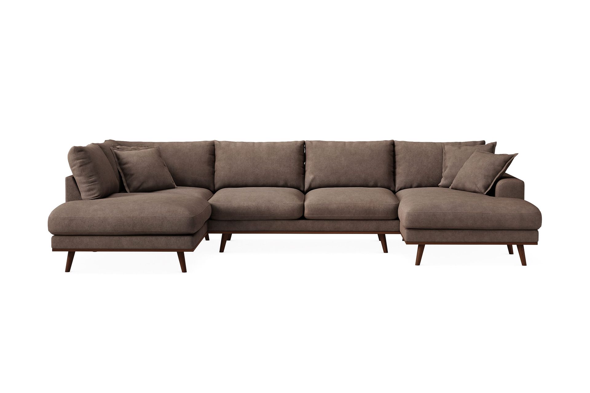 Copenhagen Premium 5-sits V&auml;nsterv&auml;nd U-formad Djup Soffa med Divan och Sch&auml;slong i Tyg - M&ouml;rkbrun