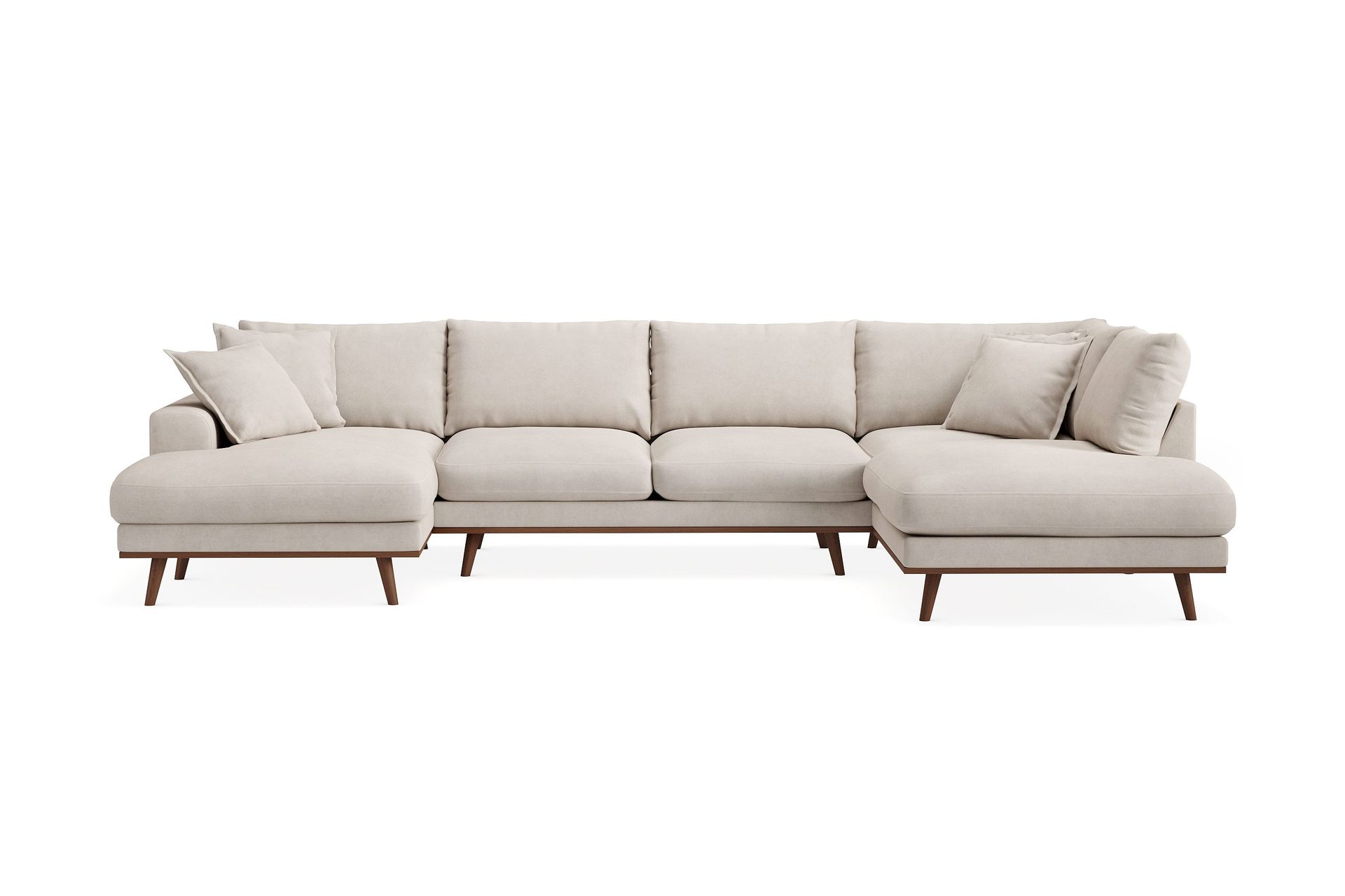 Copenhagen Premium 5-sits H&ouml;gerv&auml;nd U-formad Djup Soffa med Divan och Sch&auml;slong i Tyg - Beige