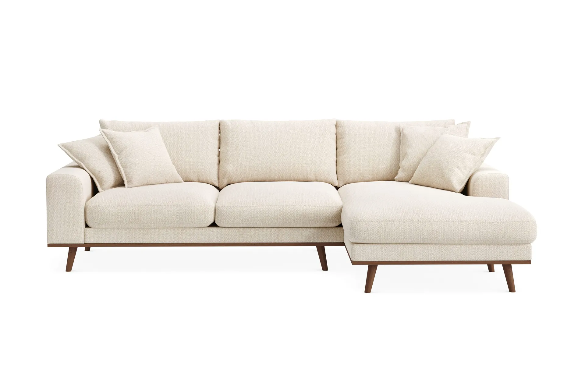 Copenhagen Premium 4-sits H&ouml;gerv&auml;nd L-formad Djup Divansoffa i Chenille - Ljusbeige
