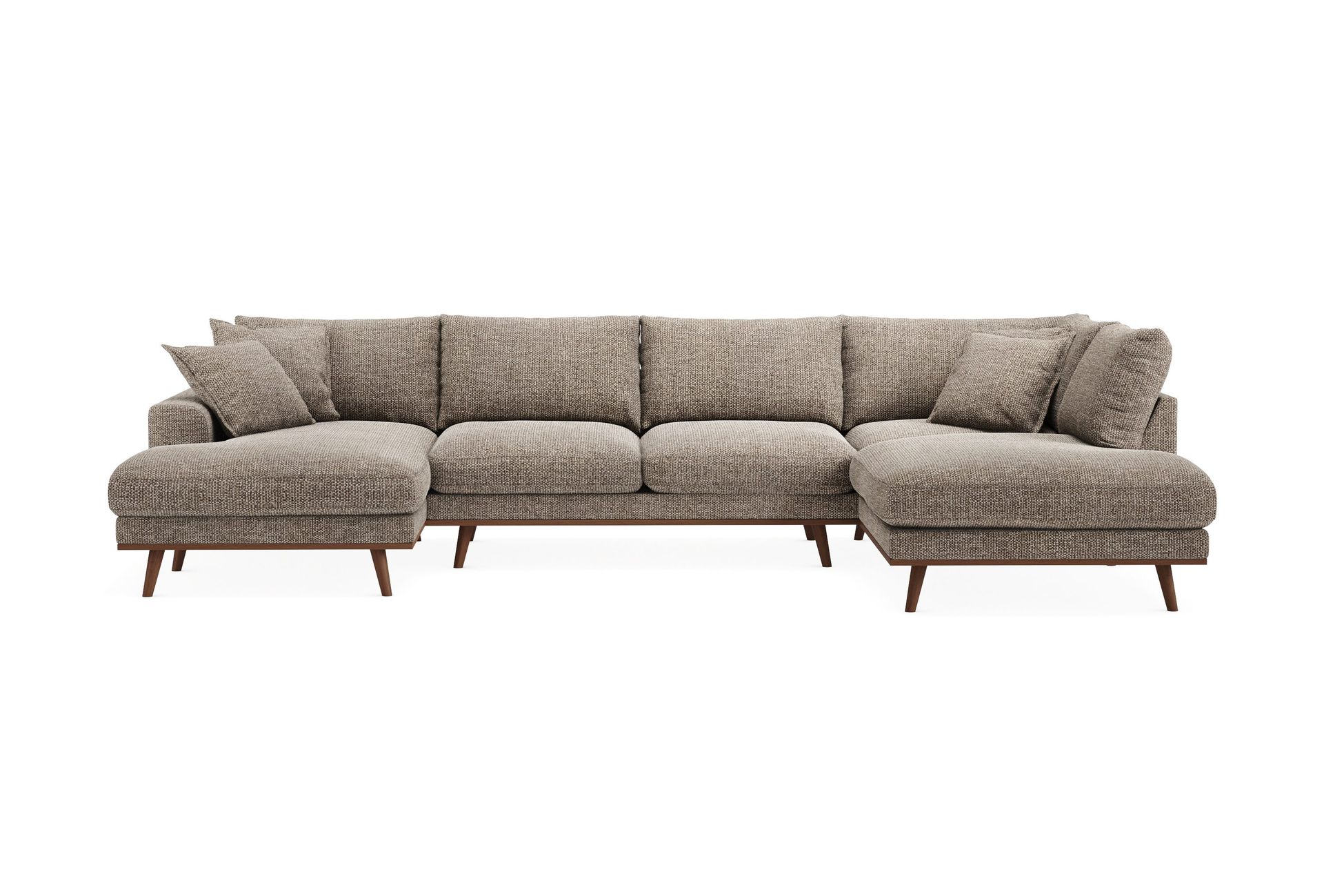 Copenhagen Premium 5-sits H&ouml;gerv&auml;nd U-formad Djup Soffa med Divan och Sch&auml;slong i Chenille - Brun
