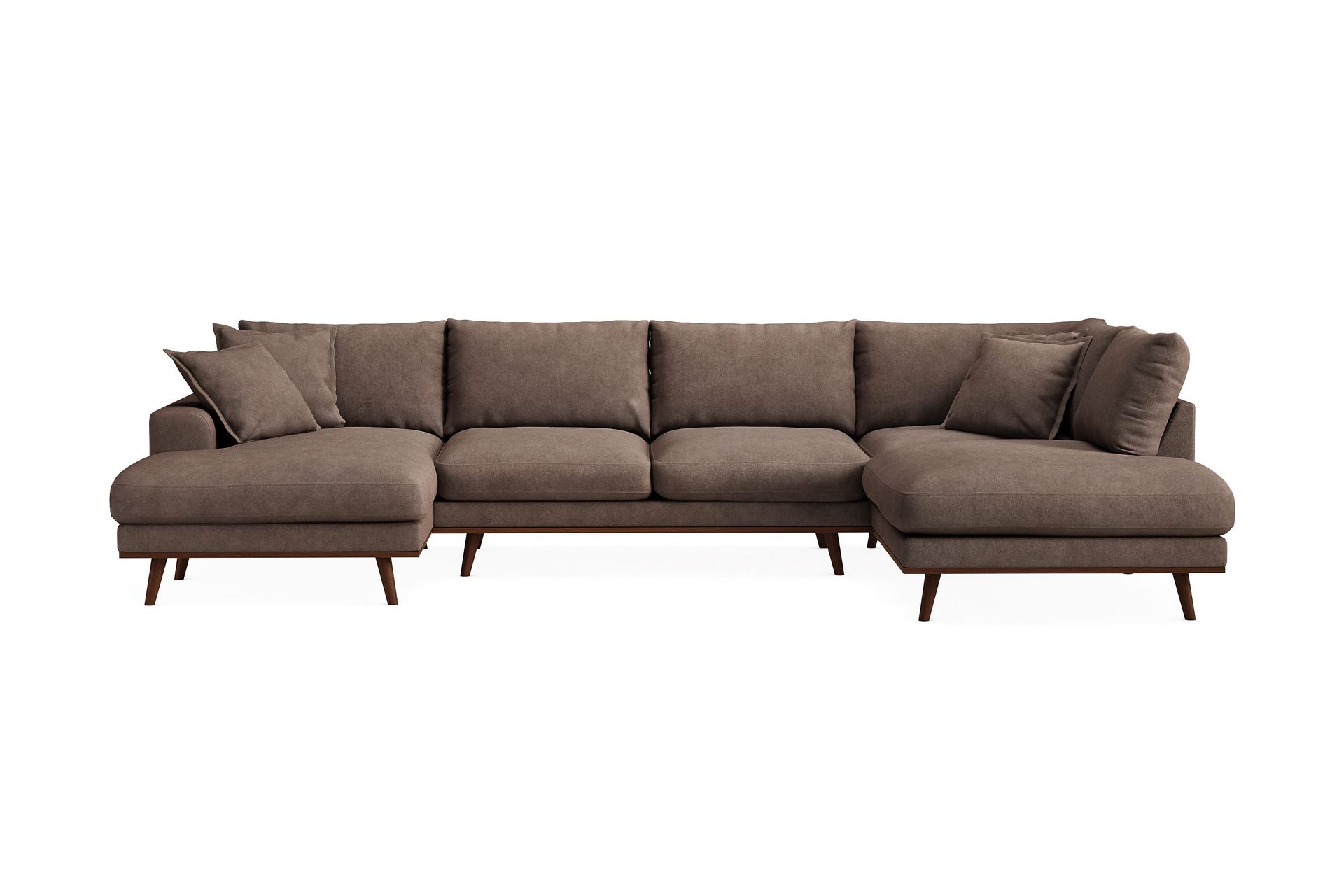 Copenhagen Premium 5-sits H&ouml;gerv&auml;nd U-formad Djup Soffa med Divan och Sch&auml;slong i Tyg - M&ouml;rkbrun