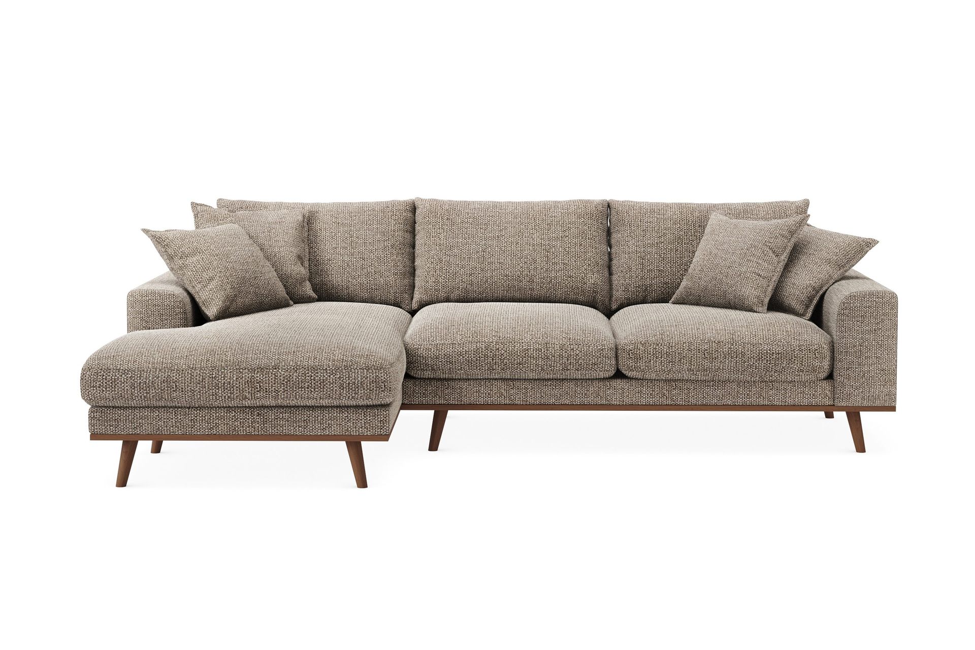 Copenhagen Premium 4-sits V&auml;nsterv&auml;nd L-formad Djup Divansoffa i Chenille - Brun