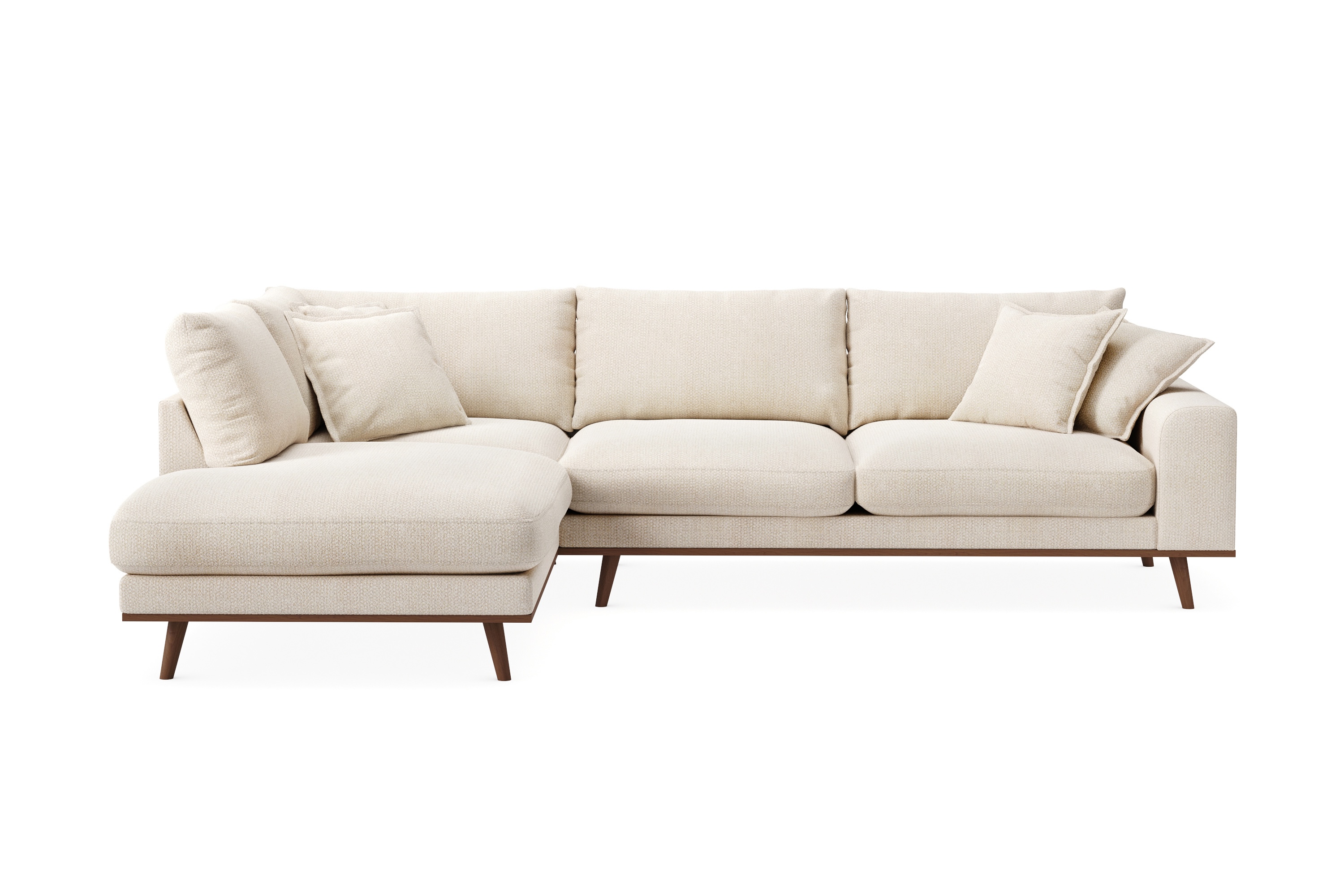 copenhagen premium 4-sits vänstervänd l-formad djup schäslongsoffa i chenille - ljusbeige