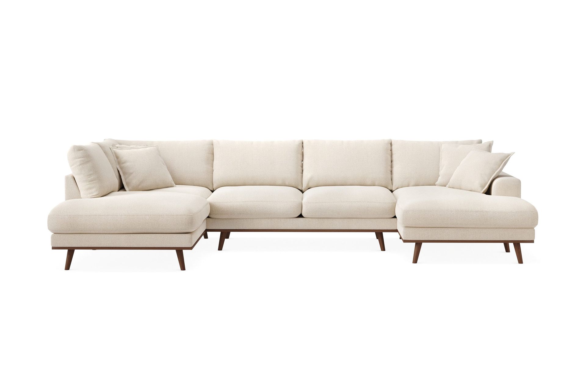 Copenhagen Premium 5-sits V&auml;nsterv&auml;nd U-formad Djup Soffa med Divan och Sch&auml;slong i Chenille - Ljusbeige