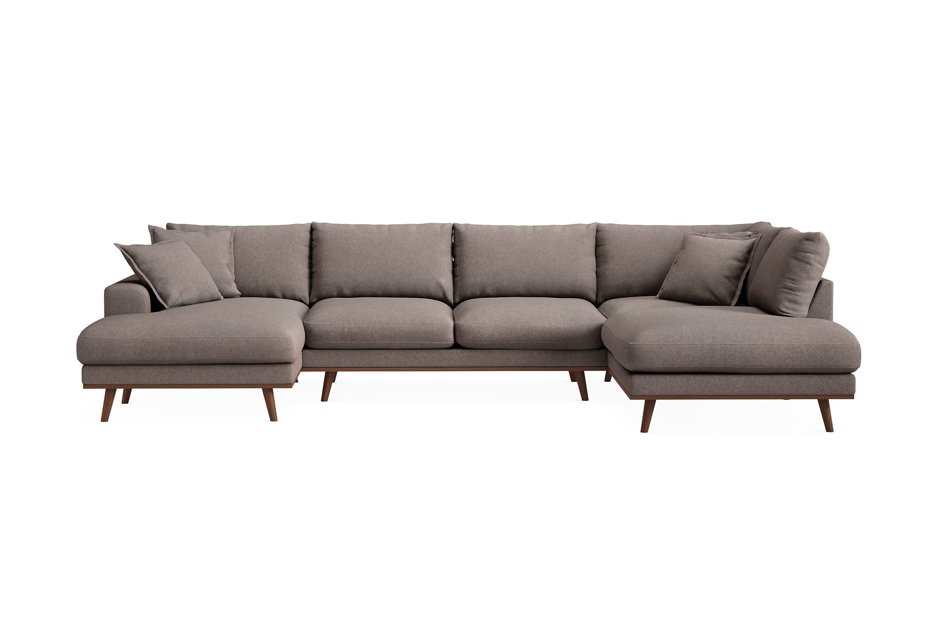 Copenhagen Premium 5-sits H&ouml;gerv&auml;nd U-formad Djup Soffa med Divan och Sch&auml;slong i Tyg - Brun