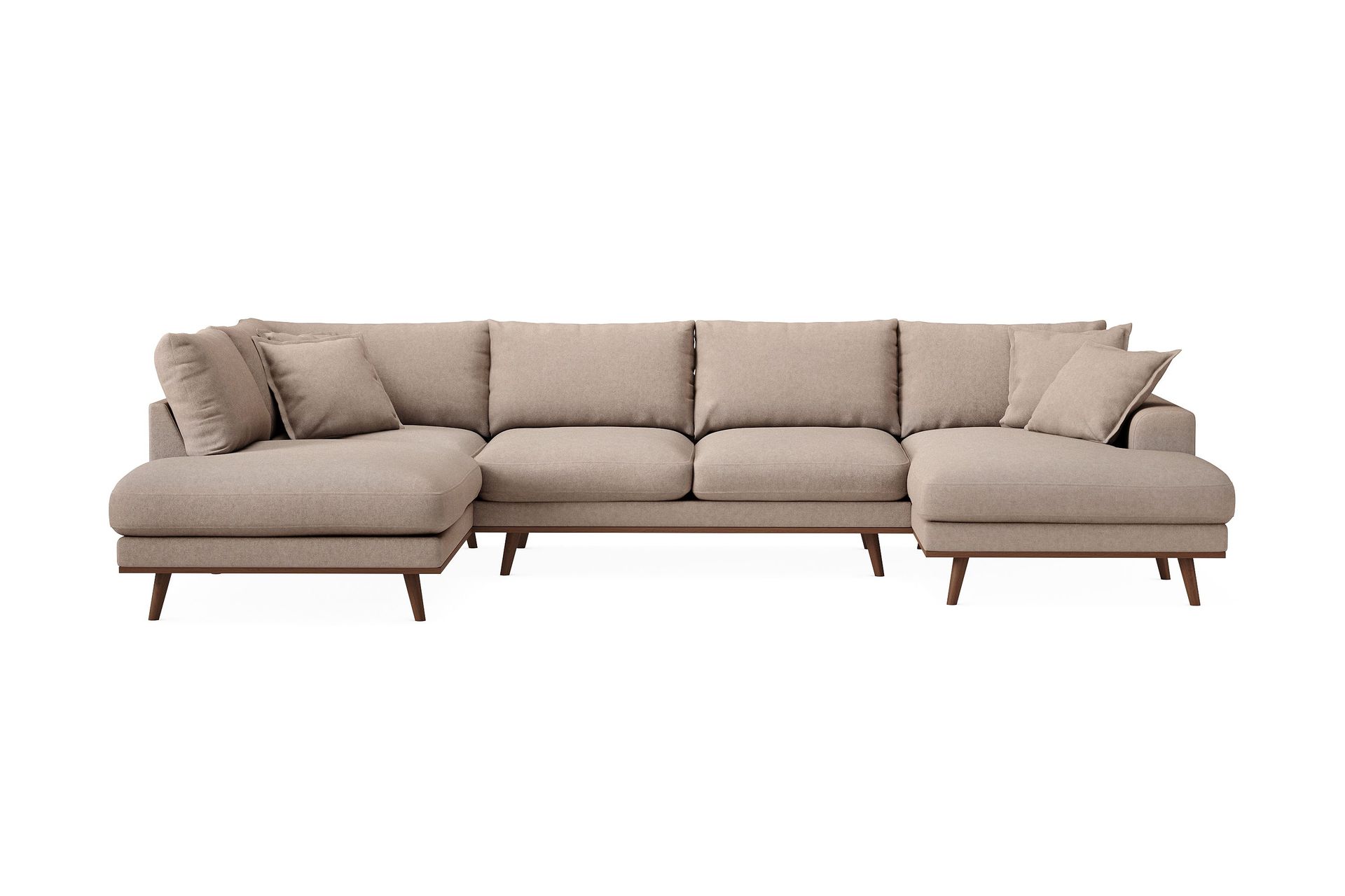 Copenhagen Premium 5-sits V&auml;nsterv&auml;nd U-formad Djup Soffa med Divan och Sch&auml;slong i Tyg - Ljusbrun