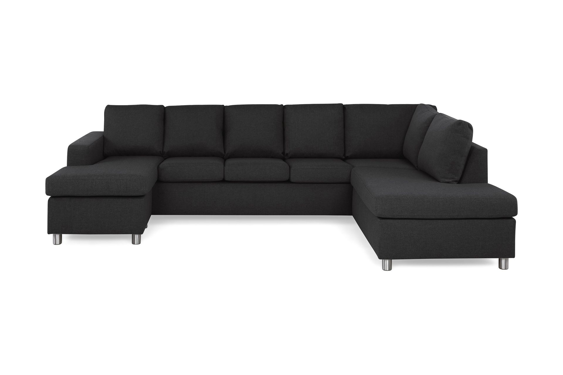 Crazy 5-sits H&ouml;gerv&auml;nd U-formad X-Large Soffa med Divan och Sch&auml;slong i Tyg - Antracit