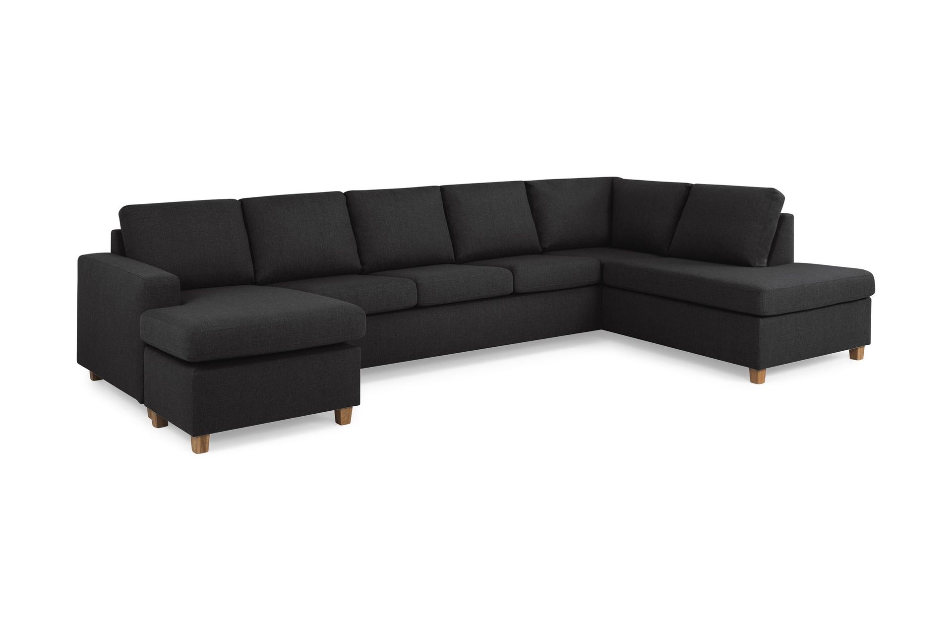 Crazy 5-sits H&ouml;gerv&auml;nd U-formad X-Large Soffa med Divan och Sch&auml;slong i Tyg - Antracit