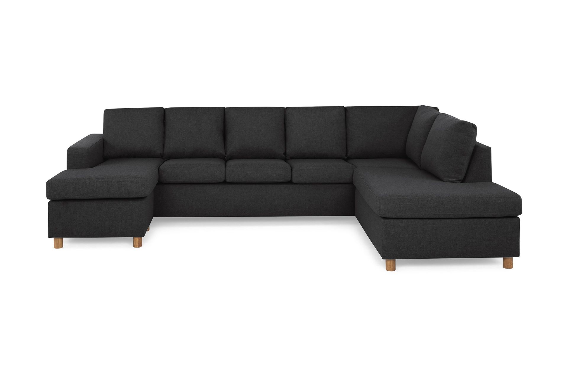 Crazy 5-sits H&ouml;gerv&auml;nd U-formad X-Large Soffa med Divan och Sch&auml;slong i Tyg - Antracit