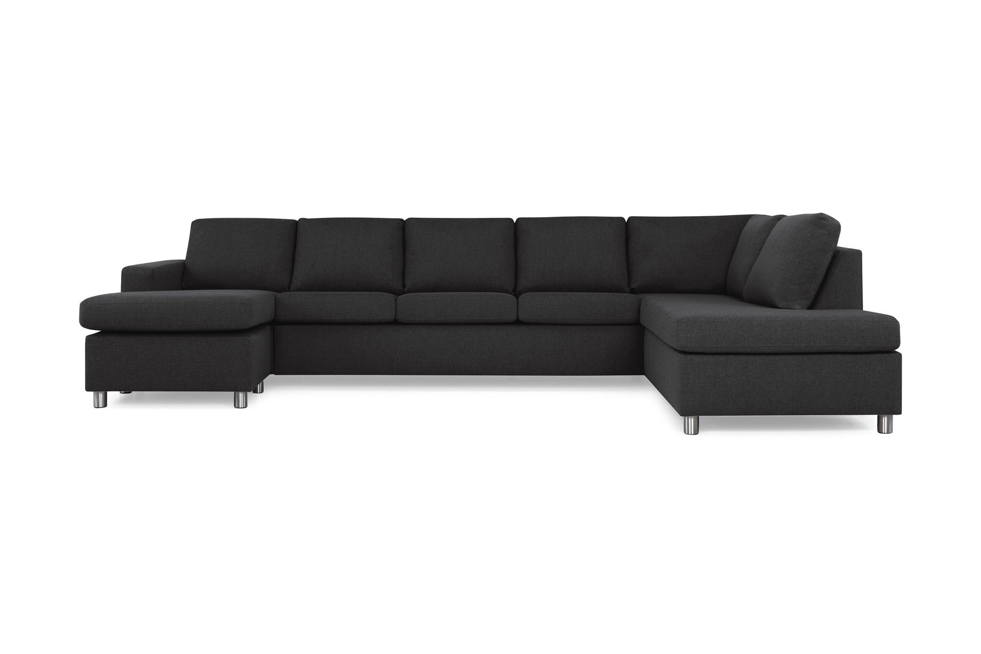 Crazy 5-sits H&ouml;gerv&auml;nd U-formad X-Large Soffa med Divan och Sch&auml;slong i Tyg - Antracit