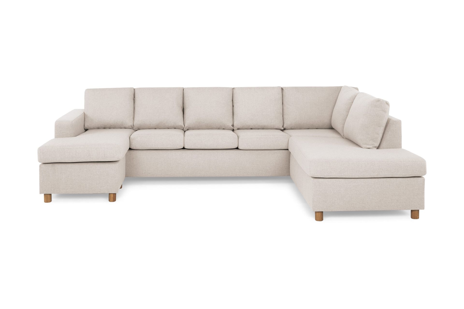 Crazy 5-sits H&ouml;gerv&auml;nd U-formad X-Large Soffa med Divan och Sch&auml;slong i Tyg - Beige