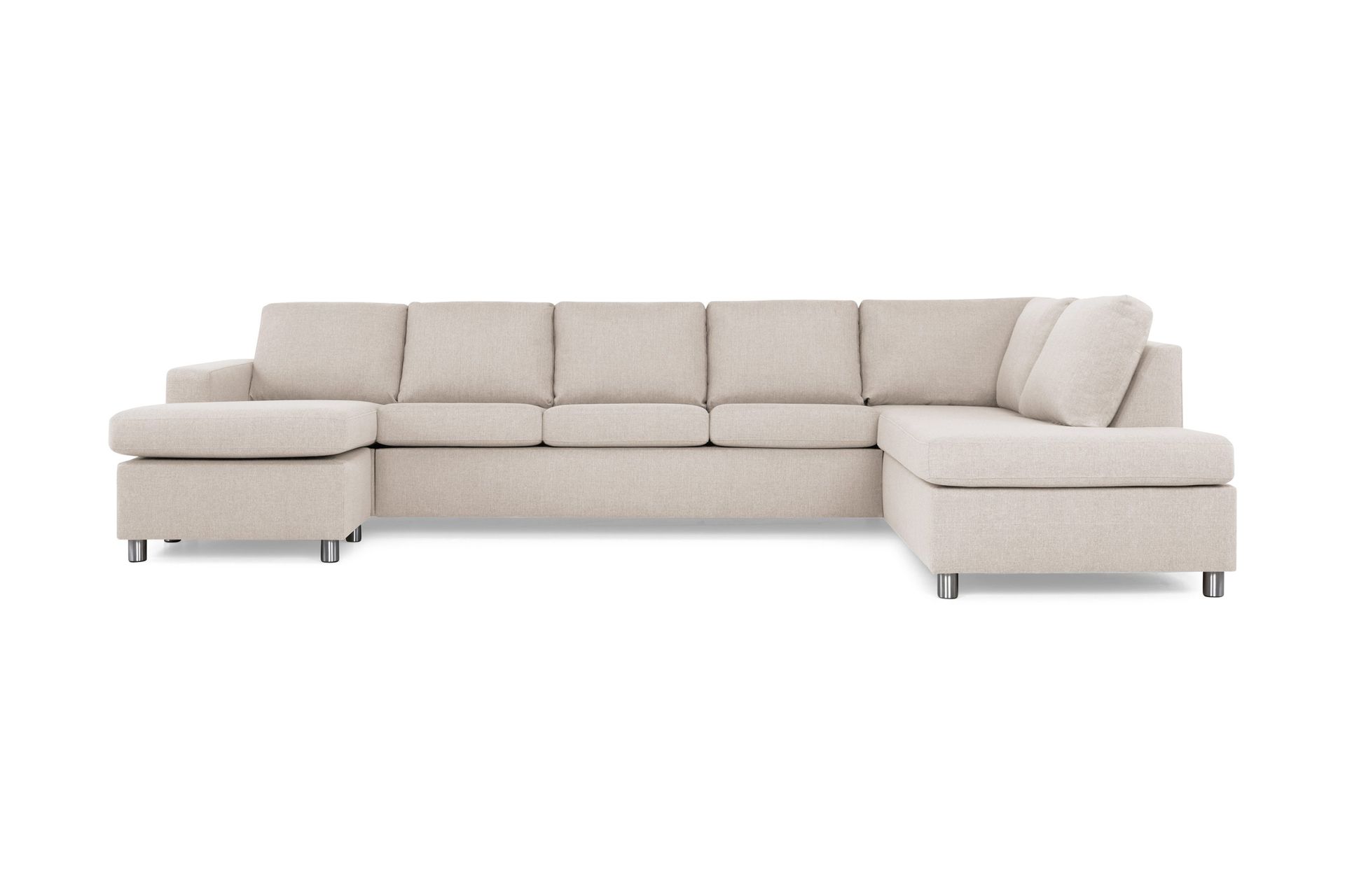Crazy 5-sits H&ouml;gerv&auml;nd U-formad X-Large Soffa med Divan och Sch&auml;slong i Tyg - Beige