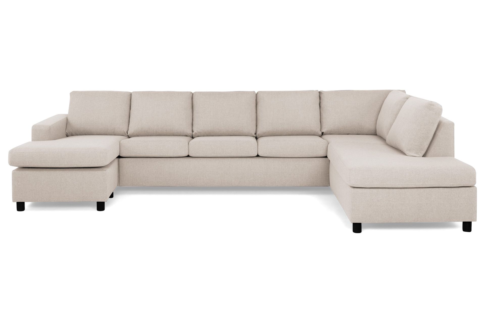 Crazy 5-sits H&ouml;gerv&auml;nd U-formad X-Large Soffa med Divan och Sch&auml;slong i Tyg - Beige