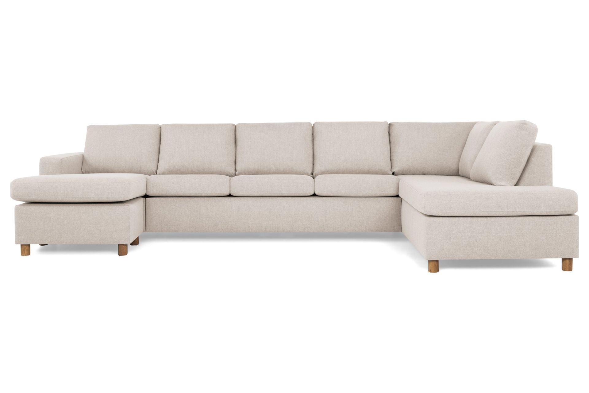 Crazy 5-sits H&ouml;gerv&auml;nd U-formad X-Large Soffa med Divan och Sch&auml;slong i Tyg - Beige