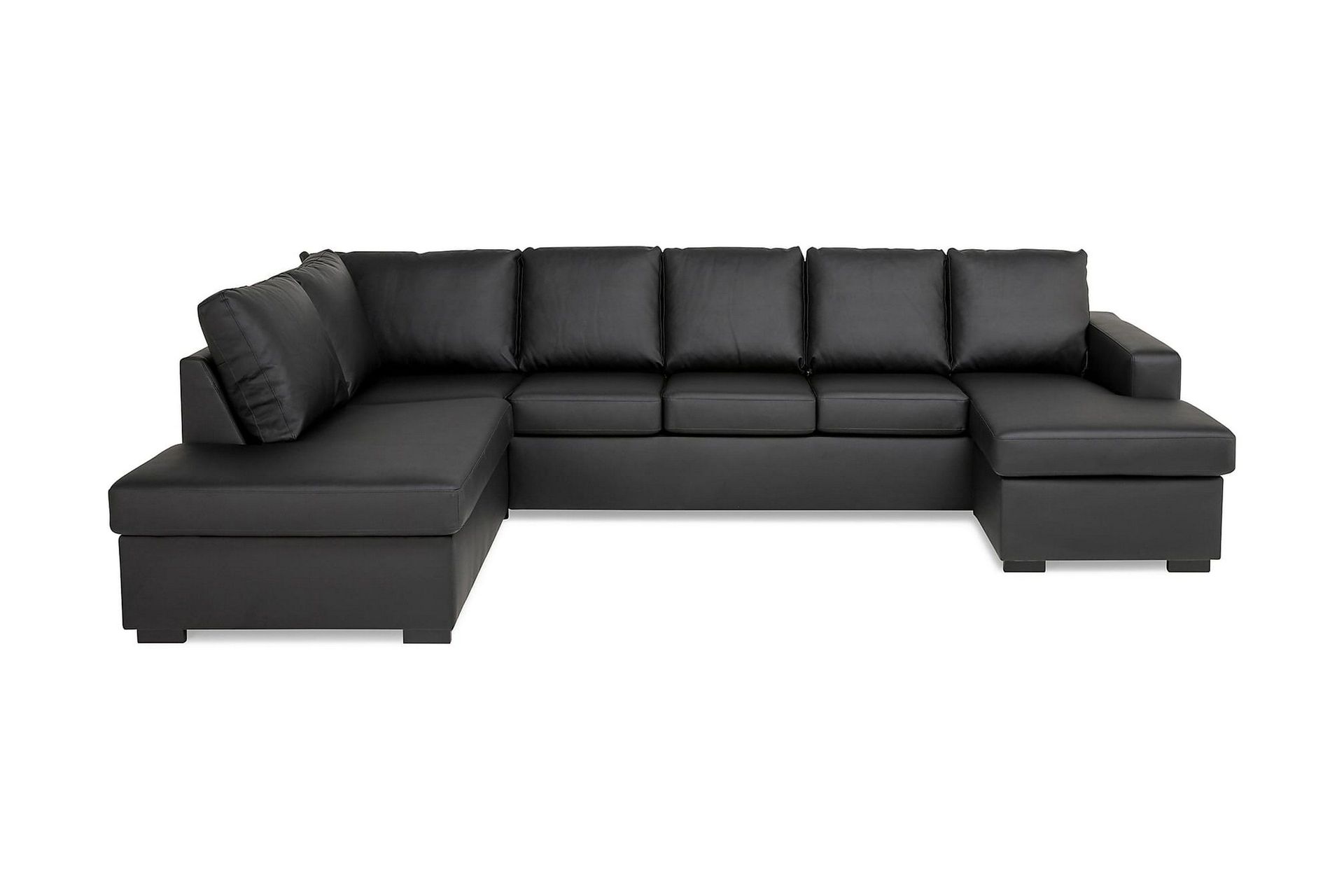 Crazy 5-sits V&auml;nsterv&auml;nd U-formad Soffa med Divan och Sch&auml;slong i Konstl&auml;der - Svart