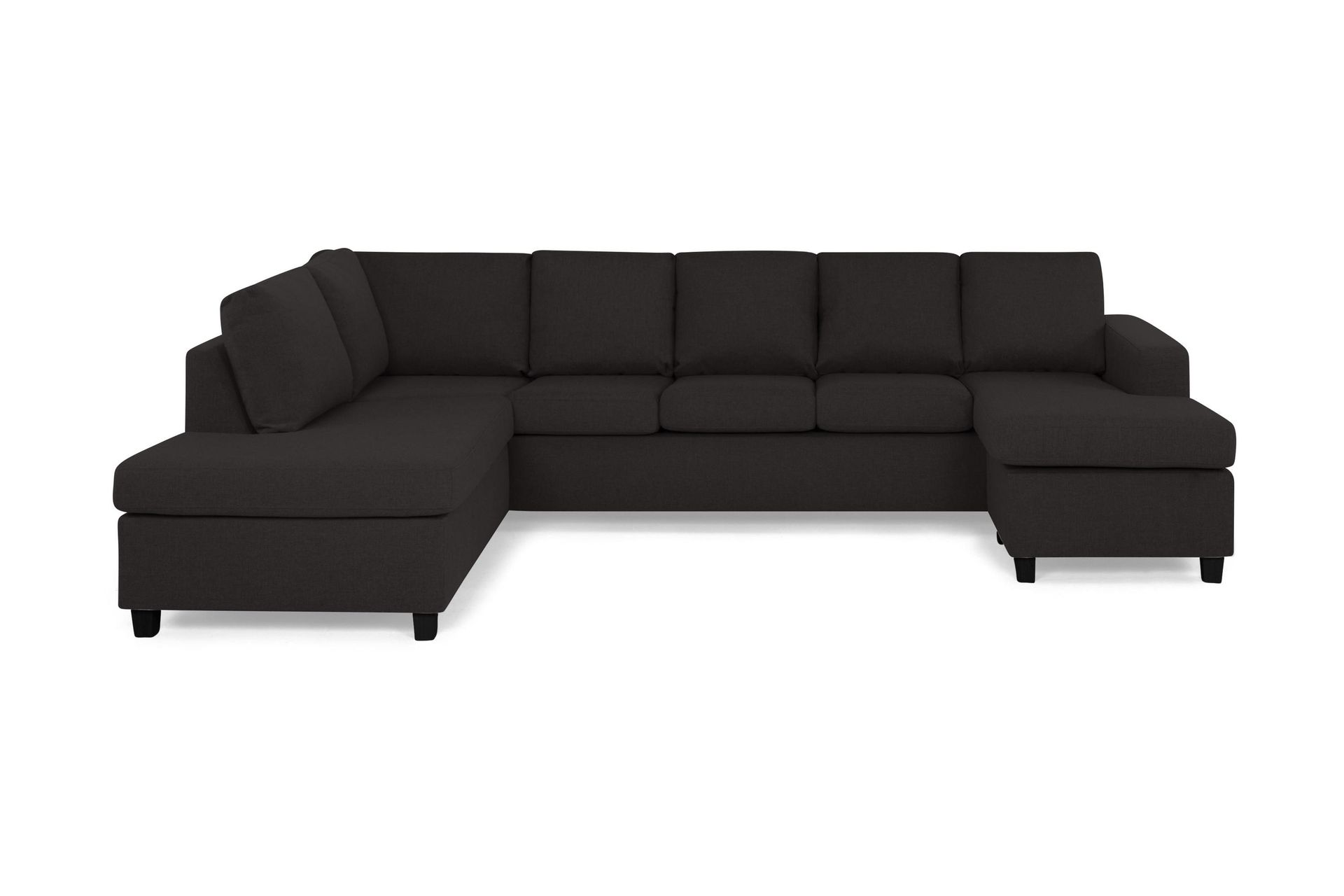 Crazy 5-sits V&auml;nsterv&auml;nd U-formad Soffa med Divan och Sch&auml;slong i Tyg - Antracit